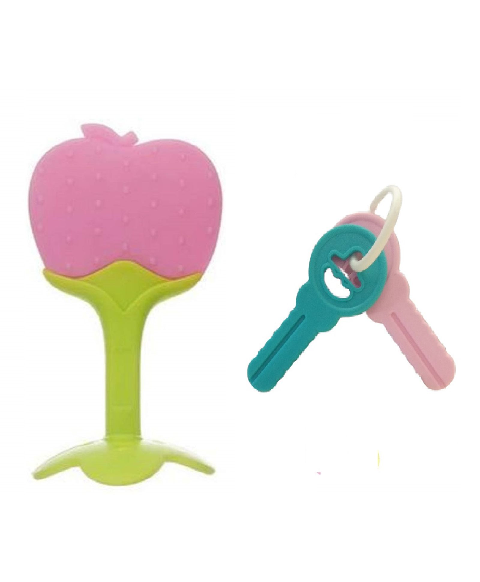 Enorme Silicone Apple Fruit Shape Teether With Key Teether - Multicolour-image-15