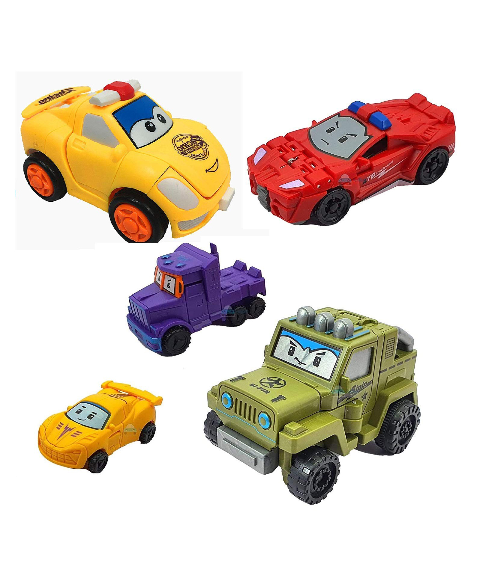 FunBlast 2 in1 Pull Back Vehcile Toys Pack of 5 (Colour May Vary)-picture-35