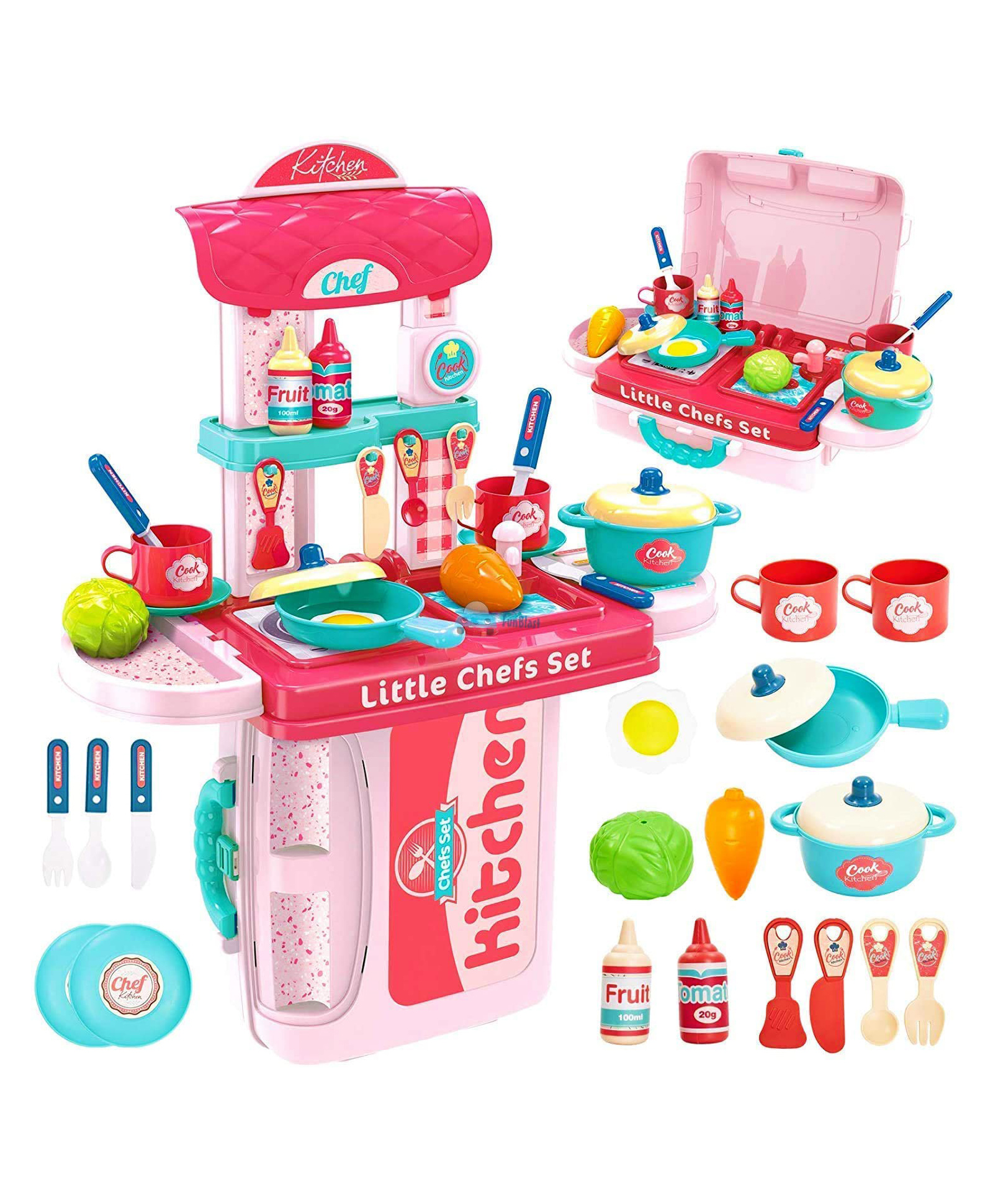 FunBlast Kitchen Play Set With Trolley Carry Case - Pink-image-41