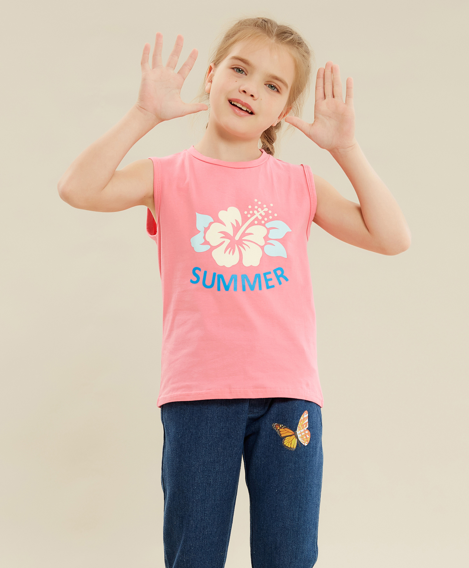 Kookie Kids Sleeveless Tee Summer Print - Pink-image-29