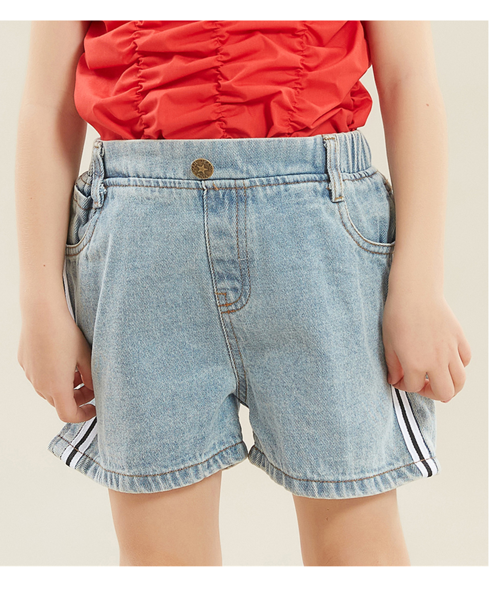Kookie Kids Denim Mid Thigh Washed Short - Blue-picture-32