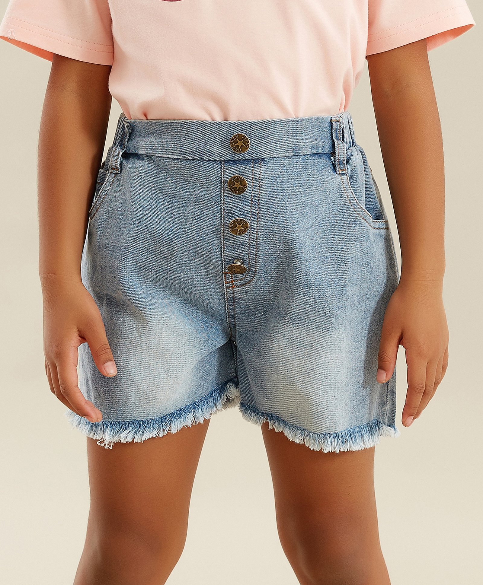 Kookie Kids Denim Mid Thigh Washed Short - Blue-picture-31