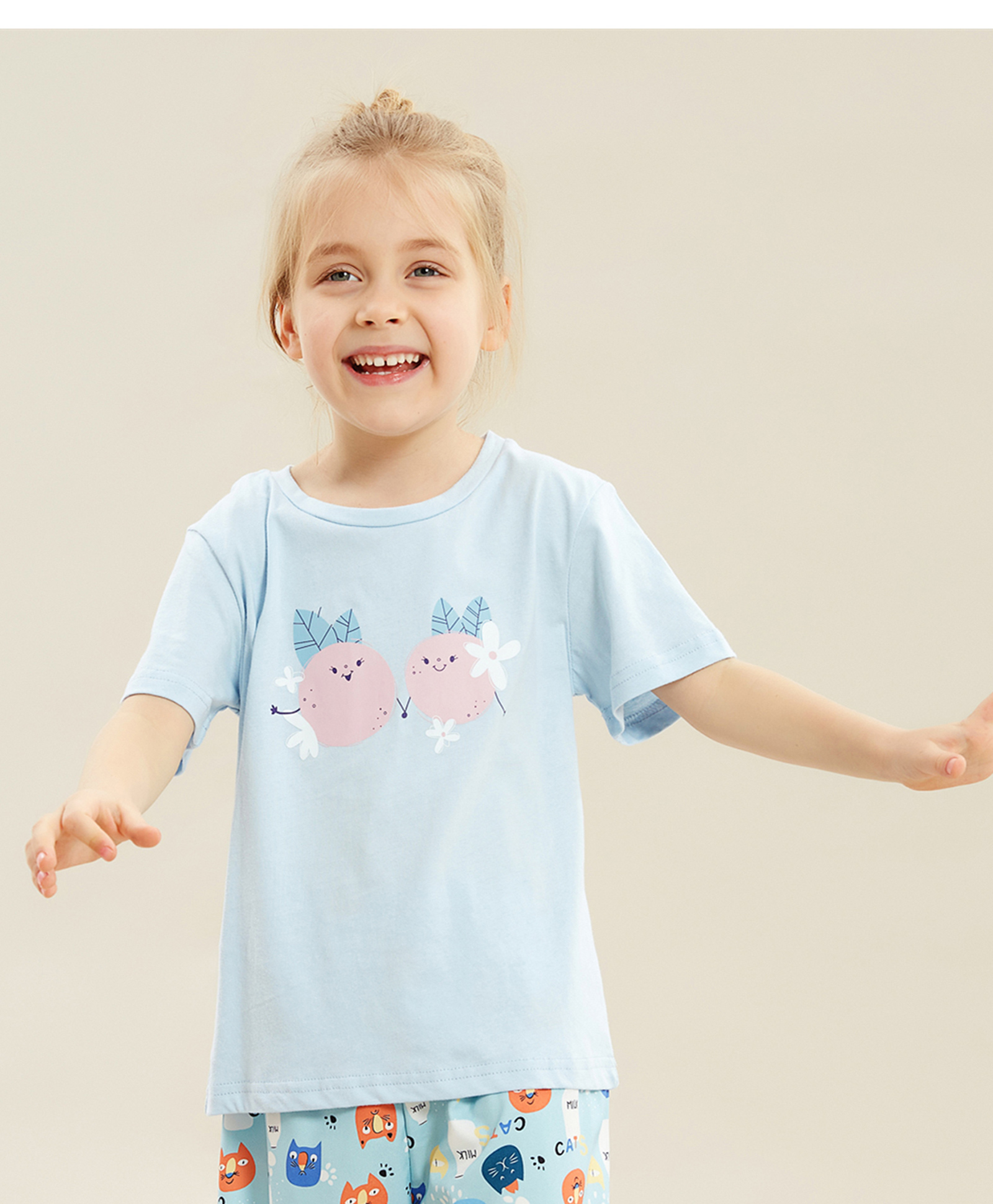 Kookie Kids Half Sleeves Tee Fruit Print - Sky Blue-picture-17