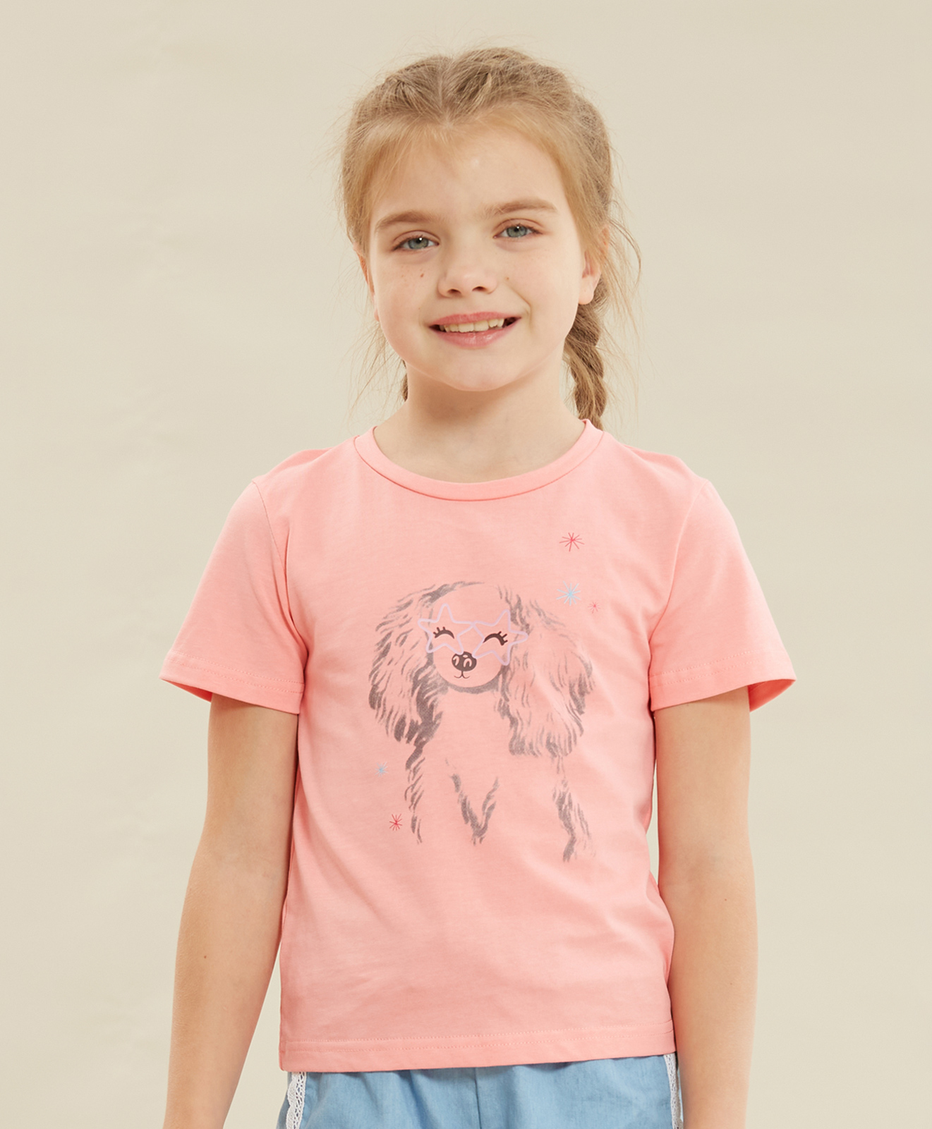 Kookie Kids Half Sleeves Tee Puppy Print - Light Pink-picture-14