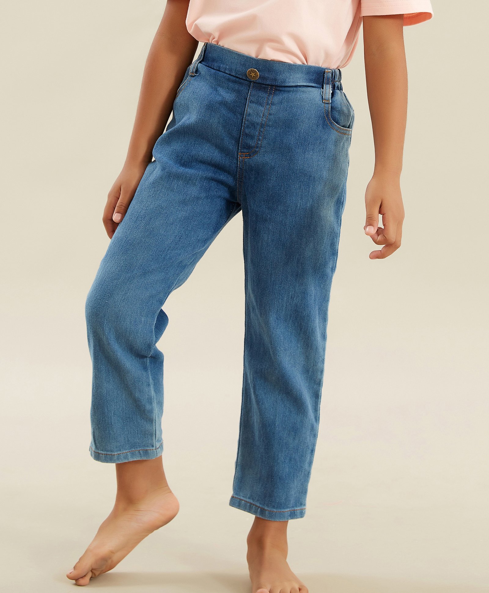 Kookie Kids Full Length Denim Washed Jeans - Blue-picture-26