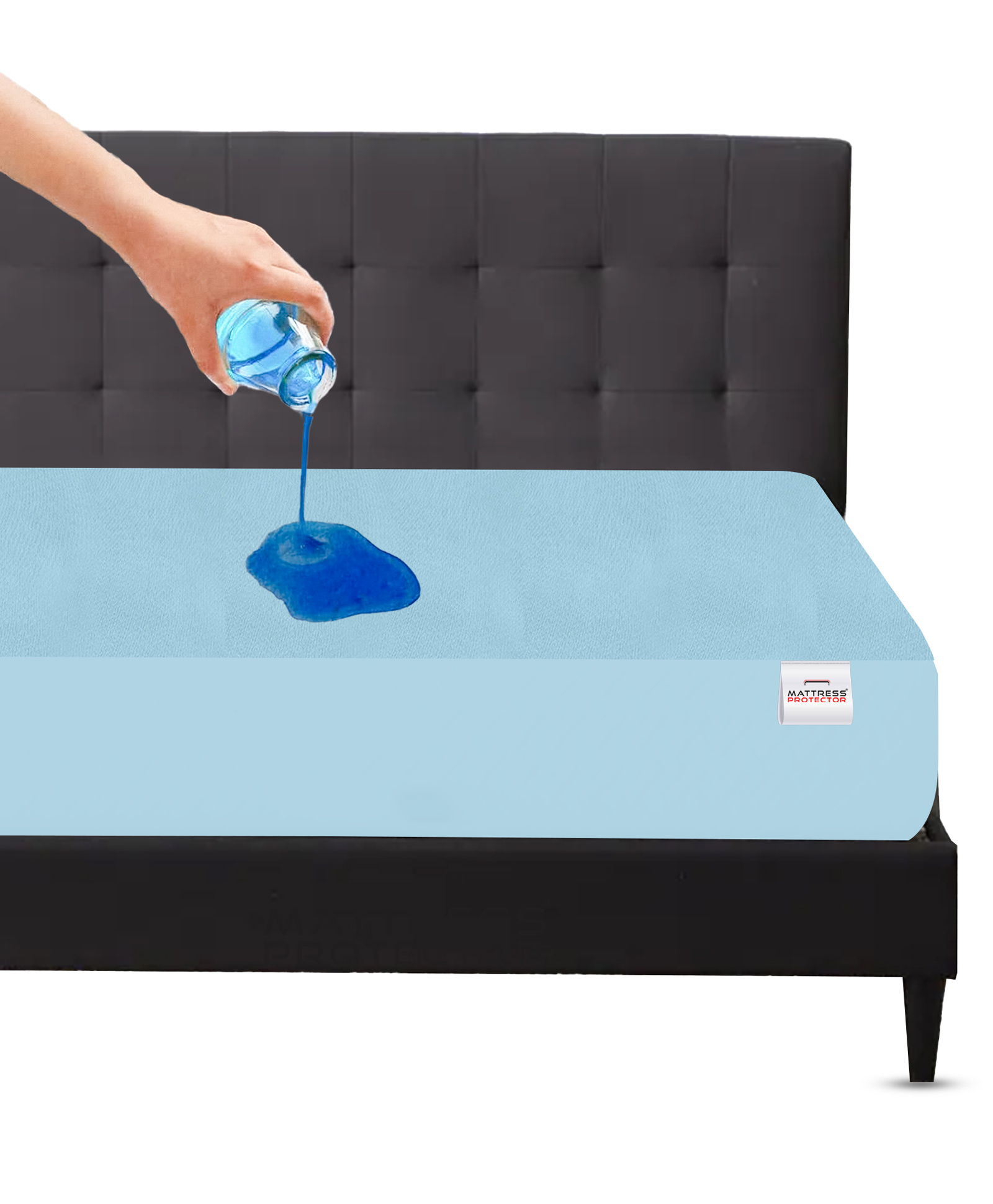 Mattress Protector Water Proof Breathable Stretchable Fitted 72 x 48 Inch for Twin Bed Divan Bed with Elastic Strap Water Resistant Ultra Soft Hypoallergenic Bed Cover - Blue-picture-23