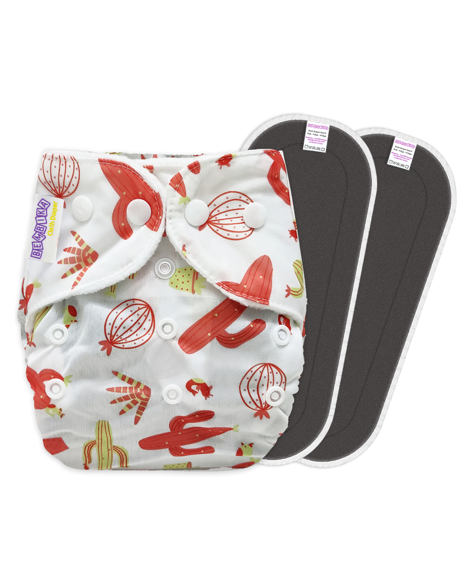 Bembika B Plus Printed Cloth Diaper With 2 Bamboo Charcoal Inserts - Multicolour-picture-40