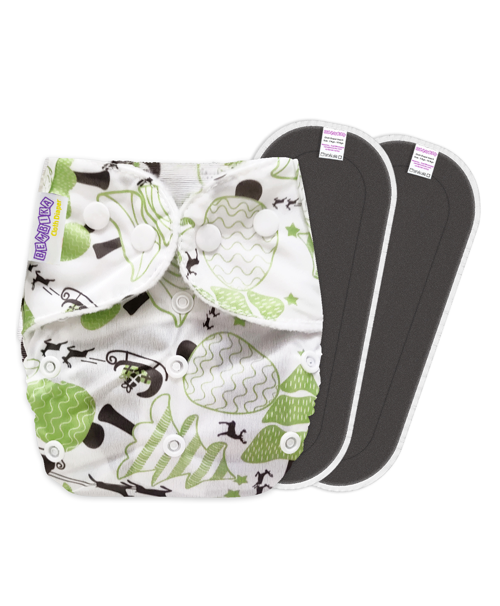Bembika B Plus Printed Cloth Diaper With 2 Bamboo Charcoal Inserts - Multicolour-picture-39