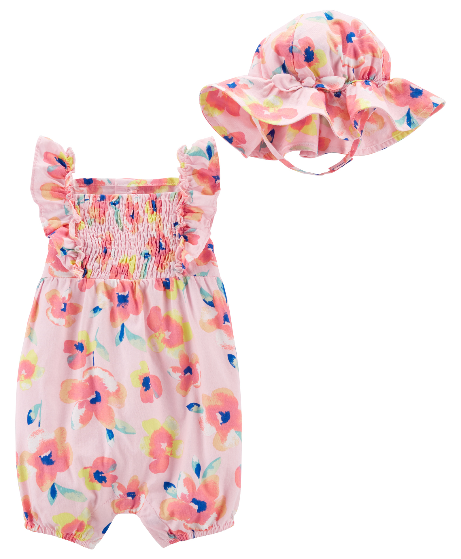 Buy Carter's 2-Piece Floral Romper & Hat Set - Pink for Girls (3-6 Months)  Online in India, Shop at FirstCry.com - 10214536