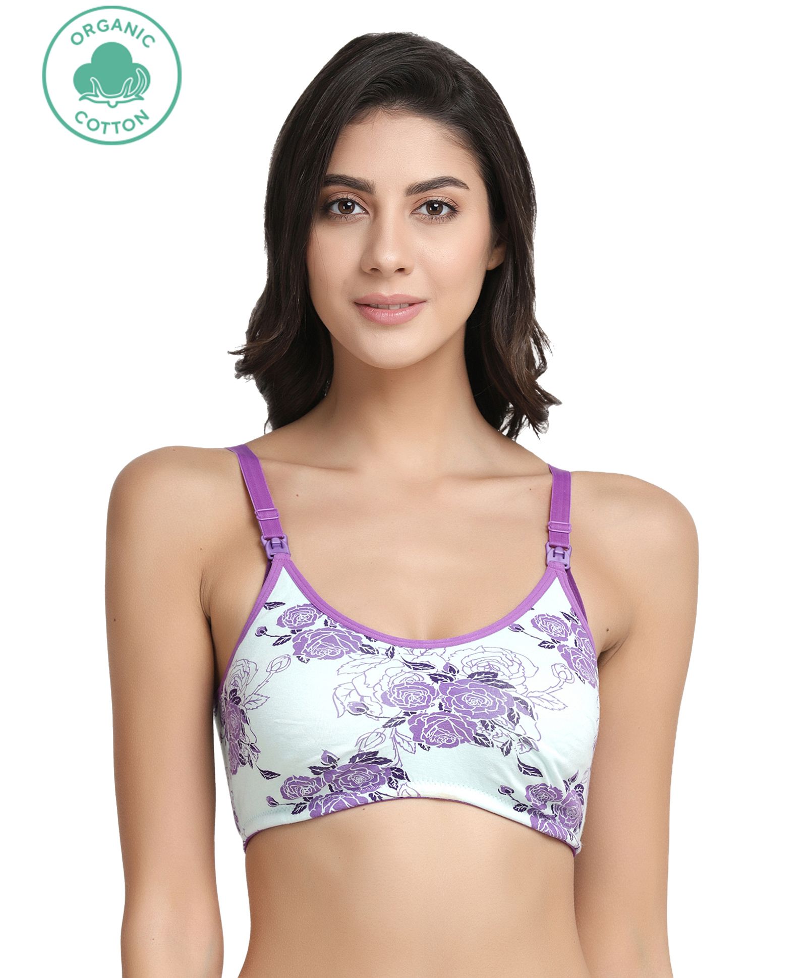 Inner Sense Organic Antimicrobial Nursing Bra Floral Print - White Pink-picture-32