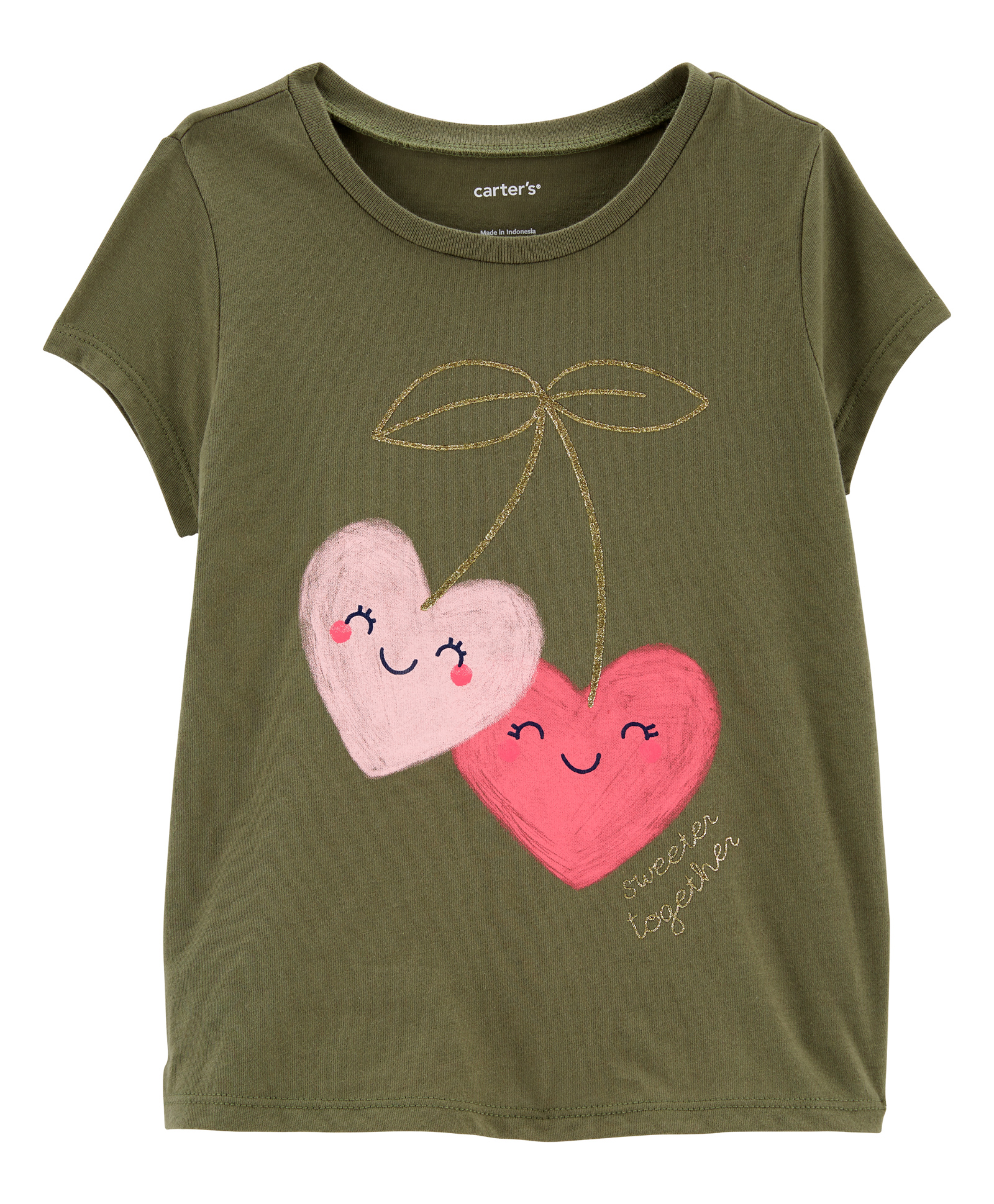 Carter's  Heart Cherries Jersey Tee - Olive Green-image-6