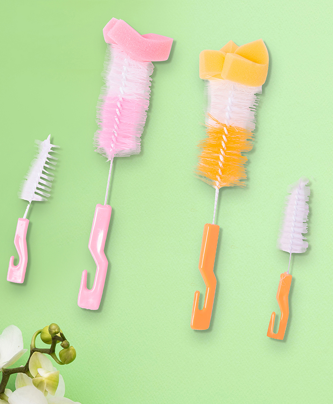 Baby Moo Twist And Turn  Bottle And  Nipple Cleaning Brush Set of 4 - Yellow Pink-picture-42