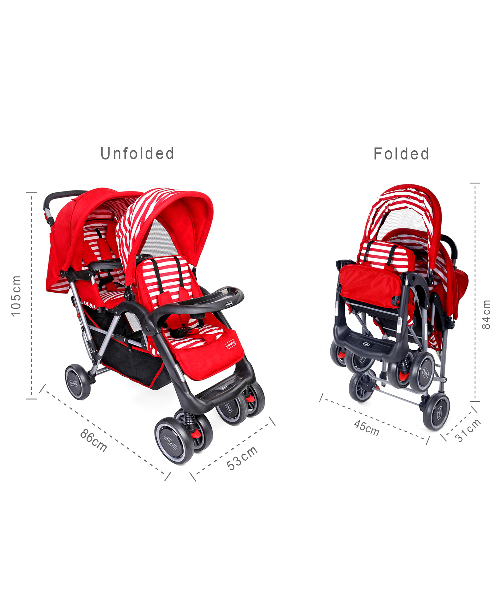 babyhug twinster stroller