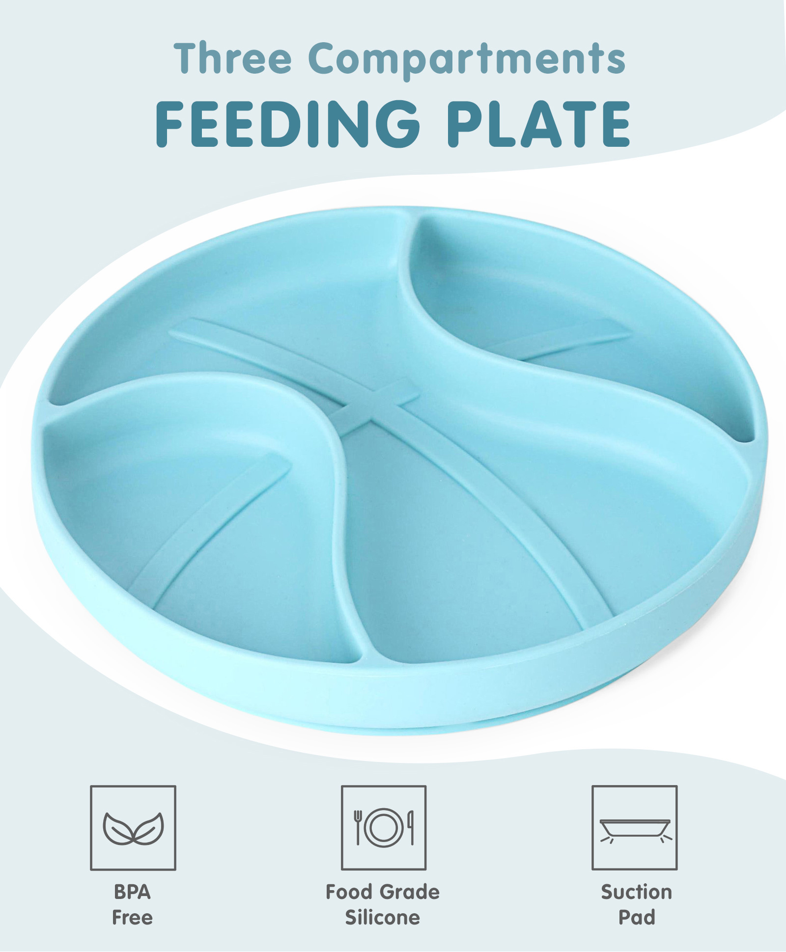 fab n funky Three Compartmented Feeding Plate - Blue-picture-19