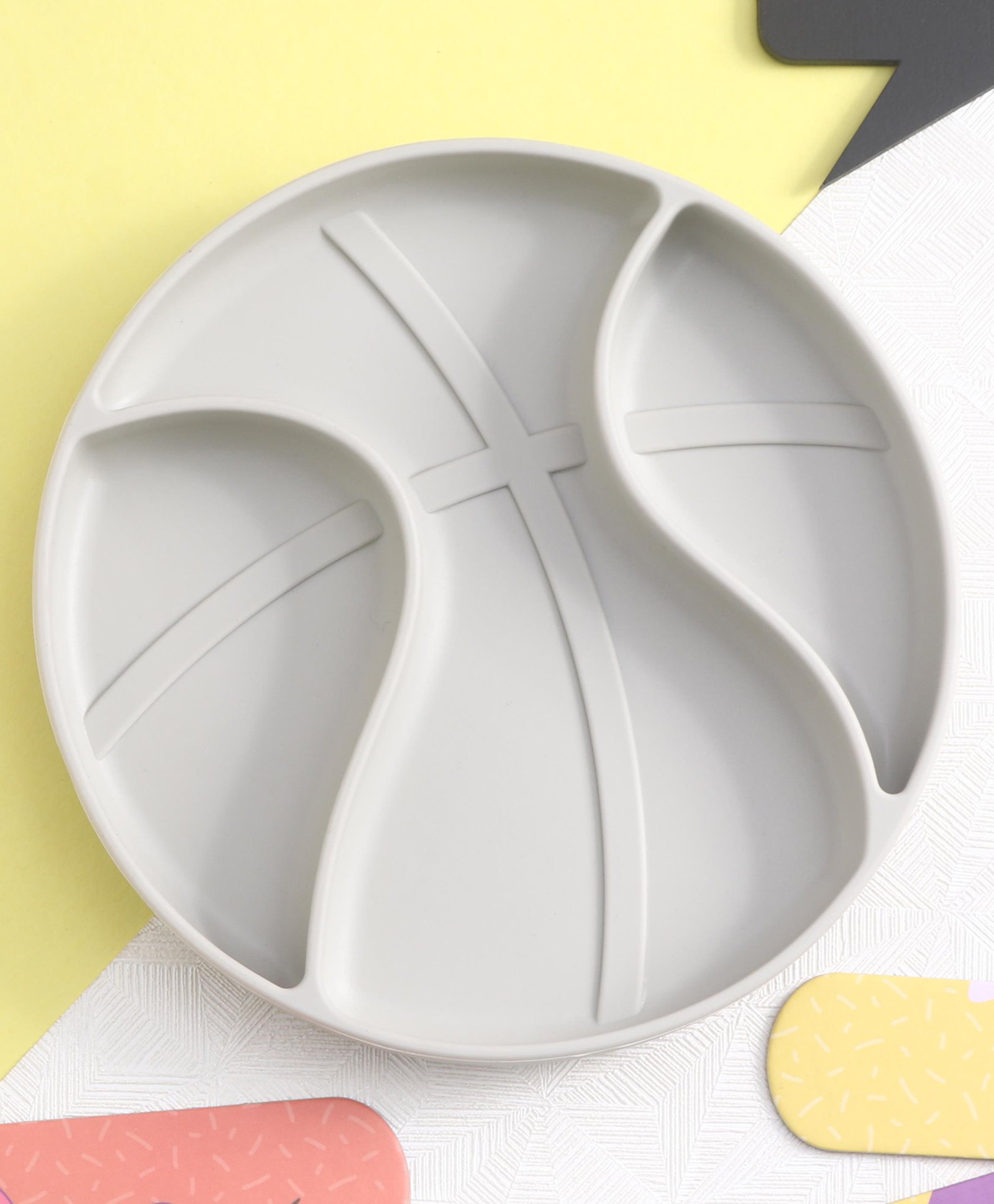 Three Compartmented Feeding Plate - Grey-image-37