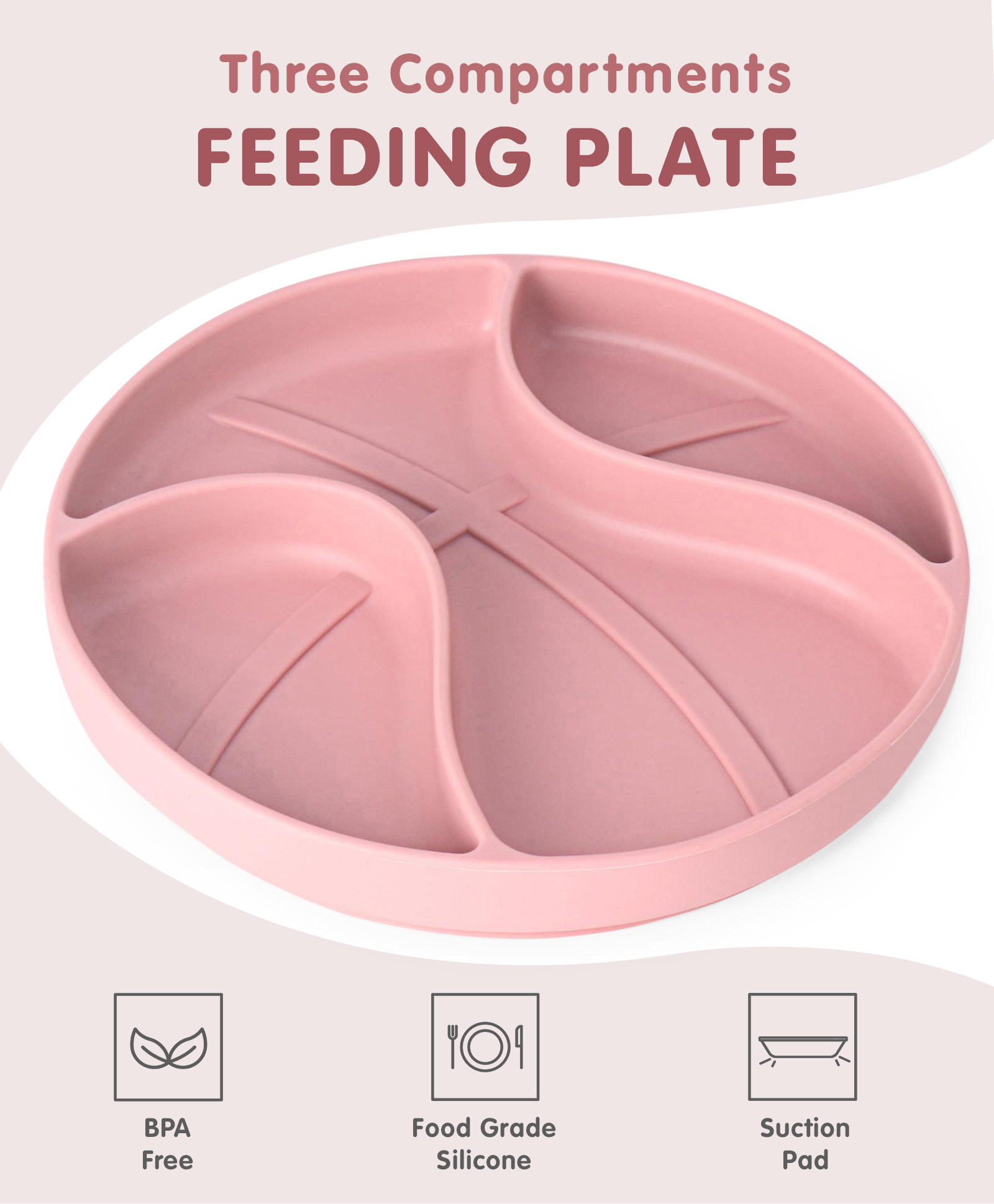 fab n funky Three Compartmented Feeding Plate - Pink-picture-20