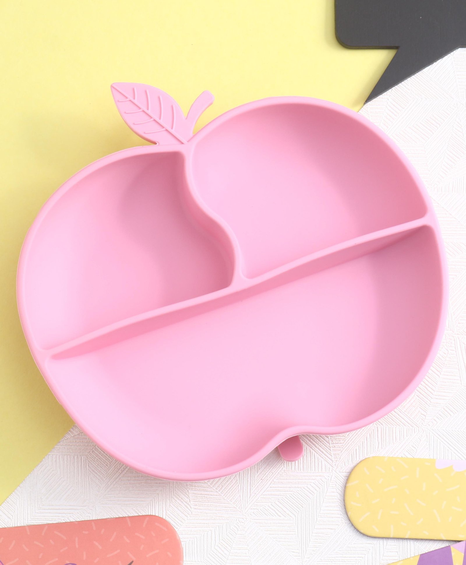 fab n funky Apple Shaped Three Compartmented Feeding Plate - Pink-picture-17