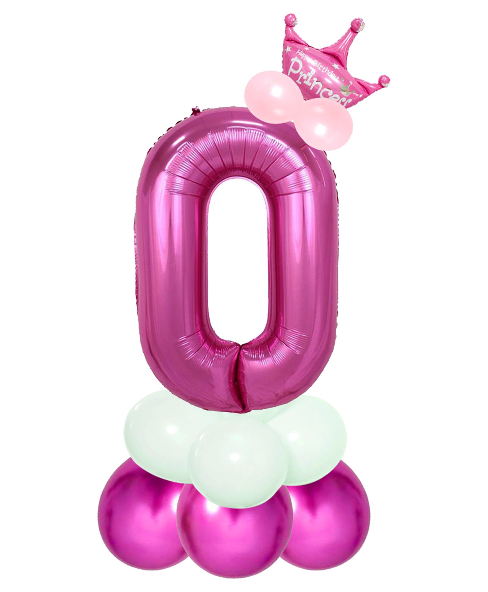 Shopperskart Princess 0 Number Foil Balloons Pink - 13 Pieces-image-42