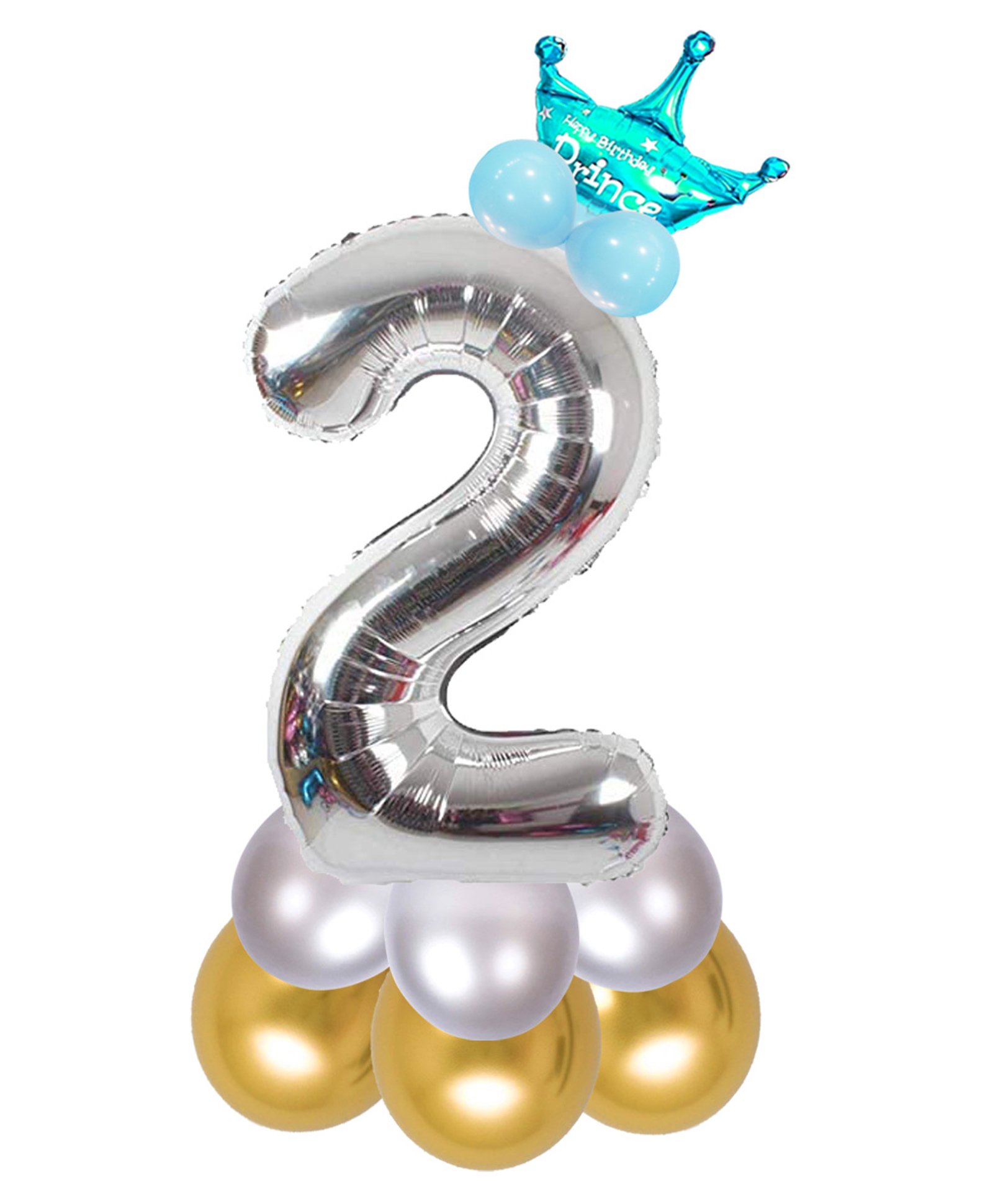 Shopperskart Prince 2 Number Foil Balloons Multicolor - Pack of 13-image-14