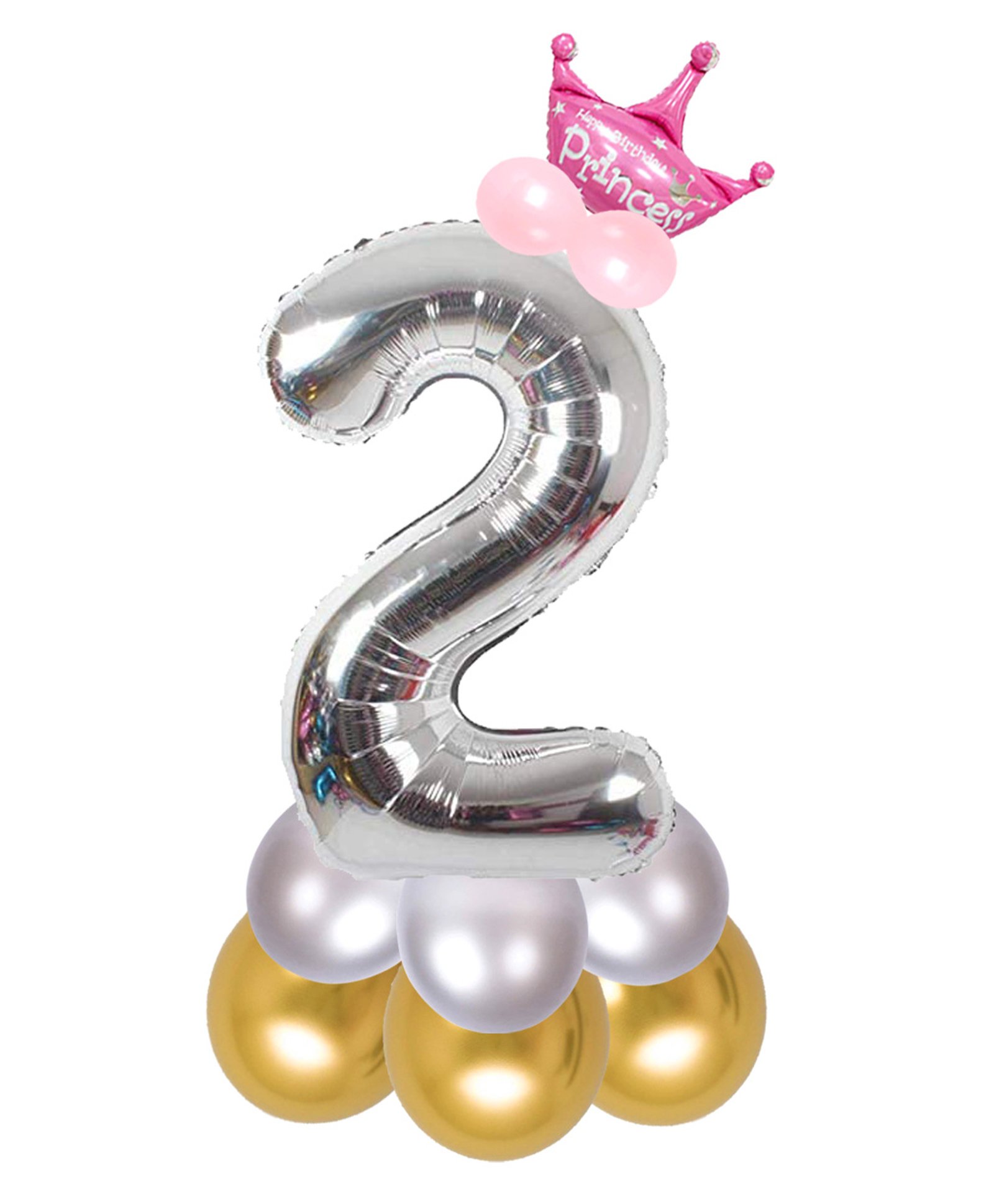 Shopperskart Princess 2 Number Foil Balloons Multicolor - Pack of 13-picture-25