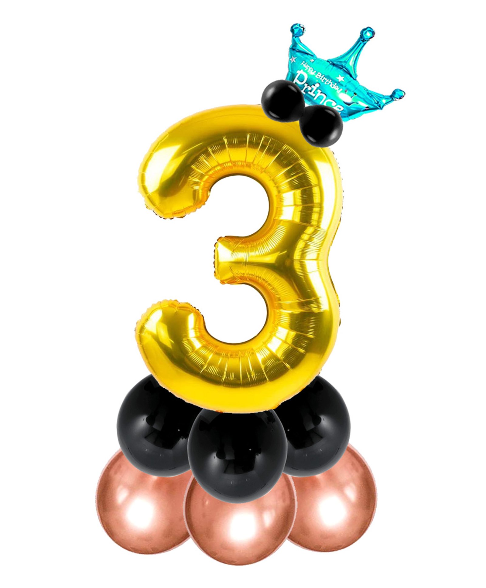 Shopperskart Prince 3 Number Foil Balloons Multicolor - Pack of 13-image-18