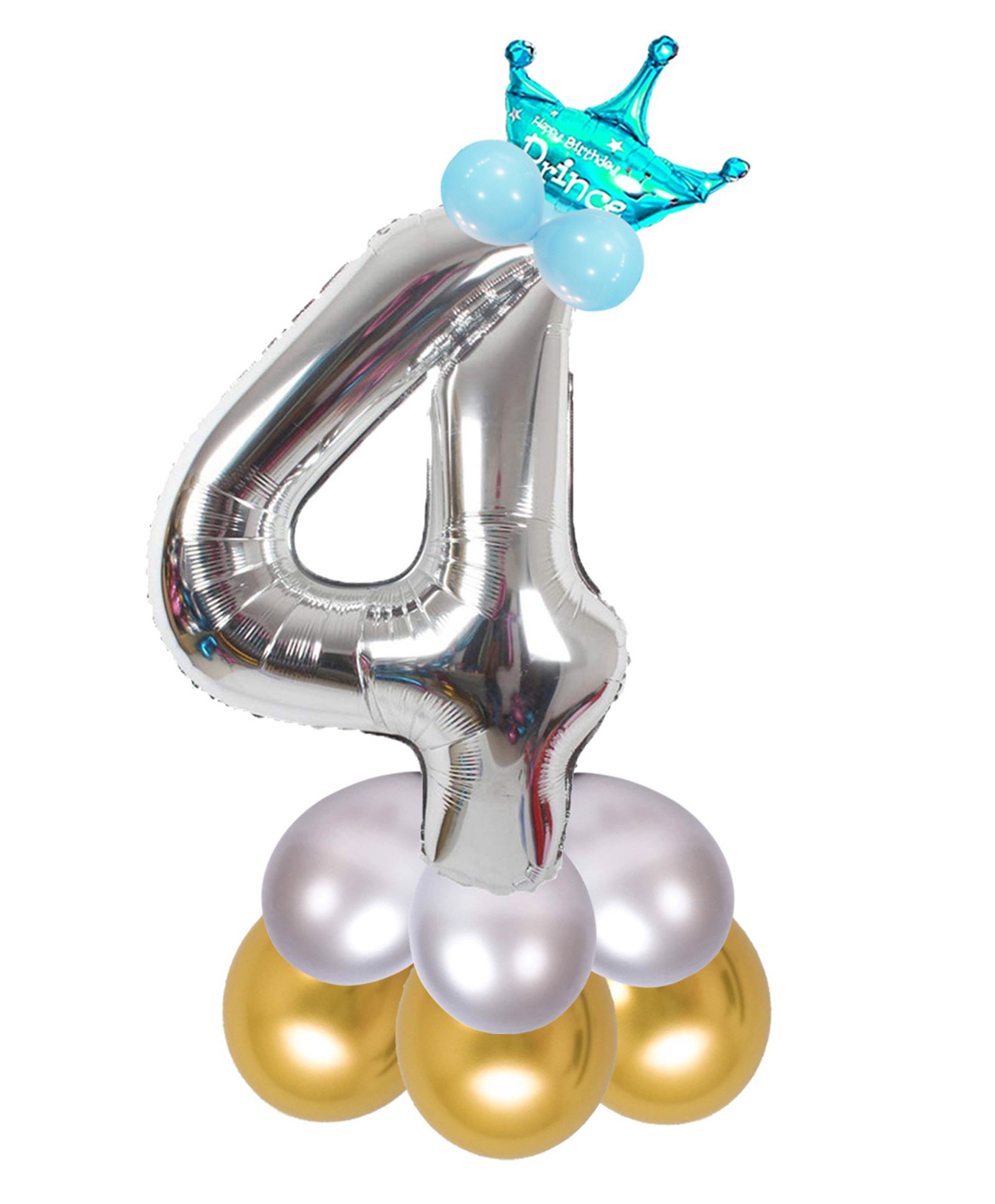 Shopperskart 4 Number Foil Balloon Silver - Pack of 13-picture-16