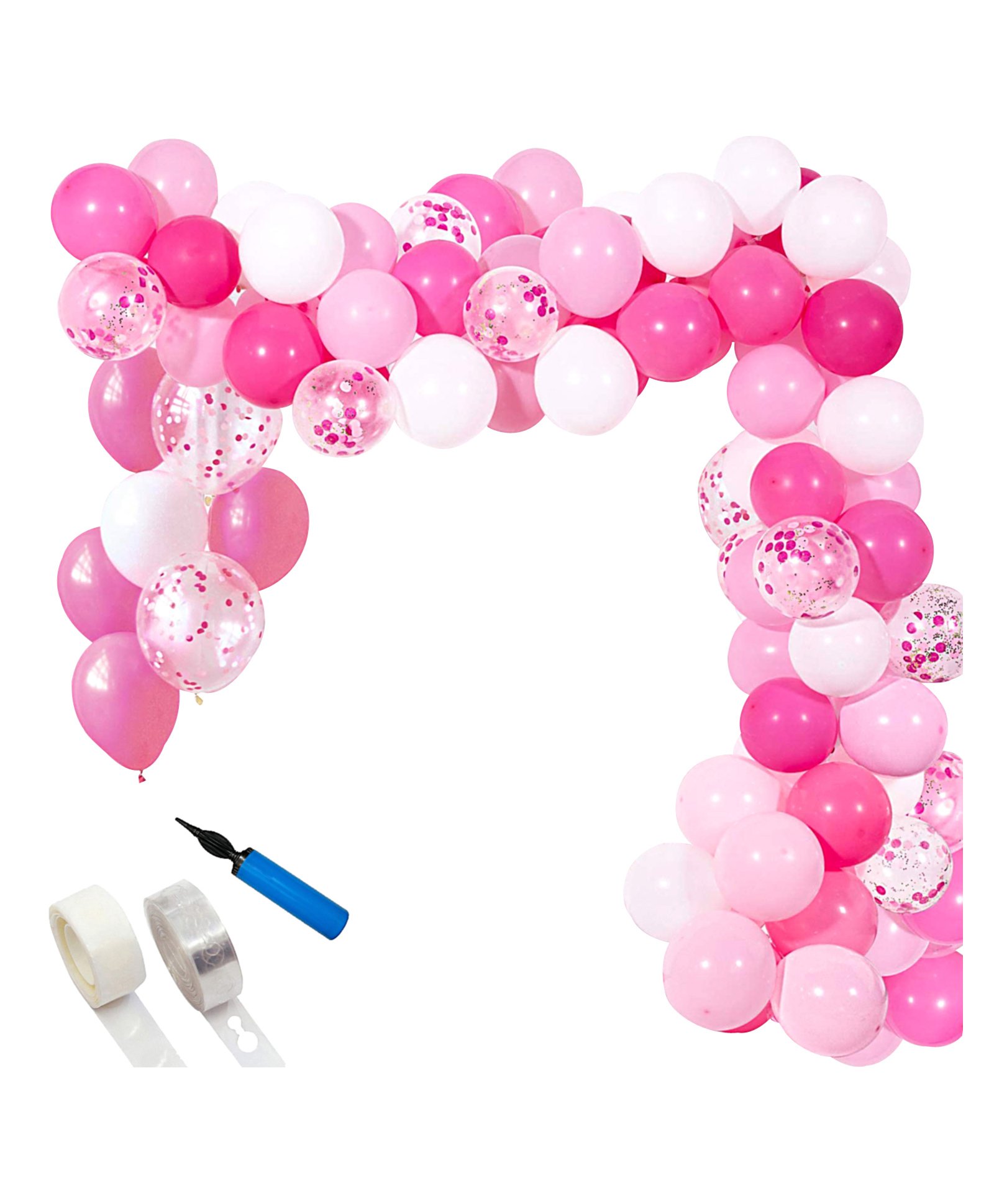 Shopperskart Balloon Arch with Chrome Confettie Metalic Balloons Combo Pink - Pack Of 88-picture-21