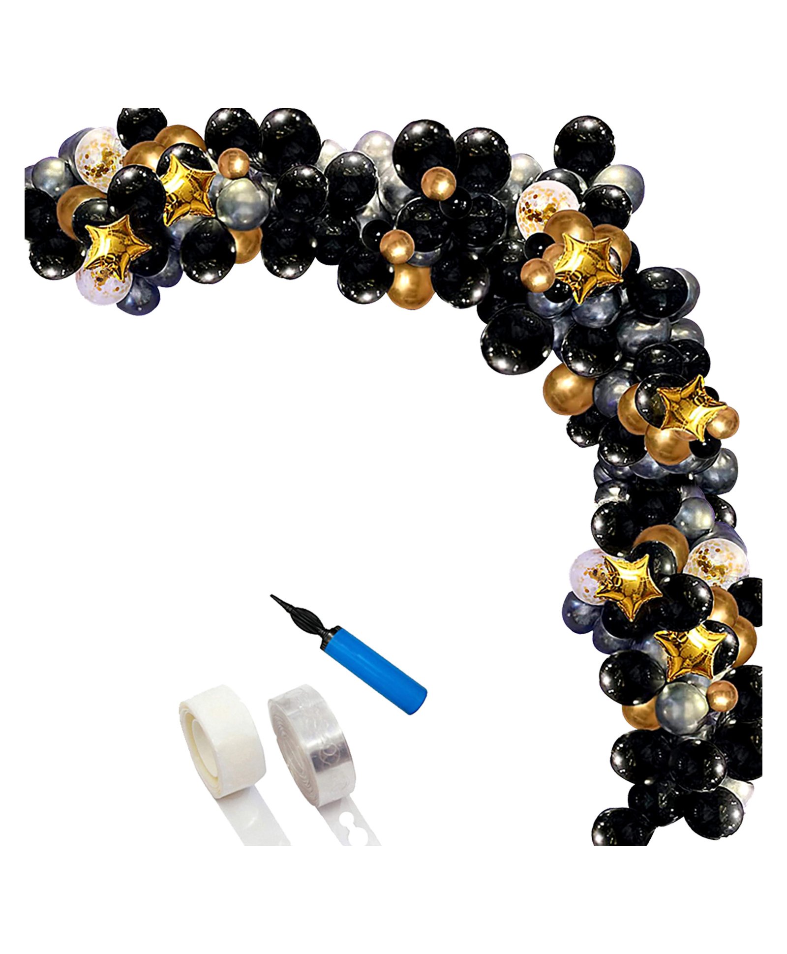 Shopperskart Balloon Arch with Chrome Confettie Metalic Balloons Combo Black - Pack Of 104-picture-20