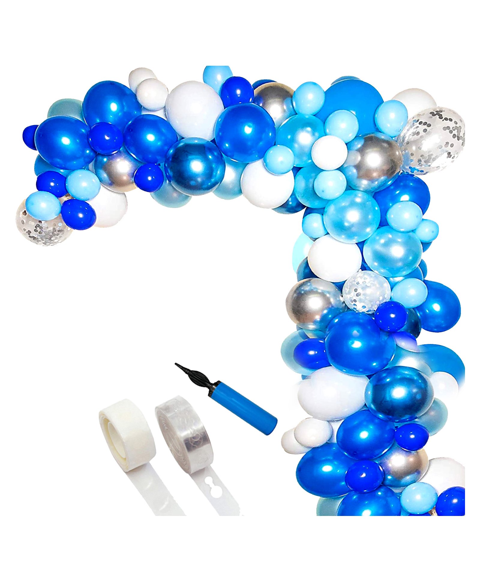 Shopperskart Balloon Arch with Chrome Confettie Metalic Balloons Combo Blue - Pack Of 113-picture-25
