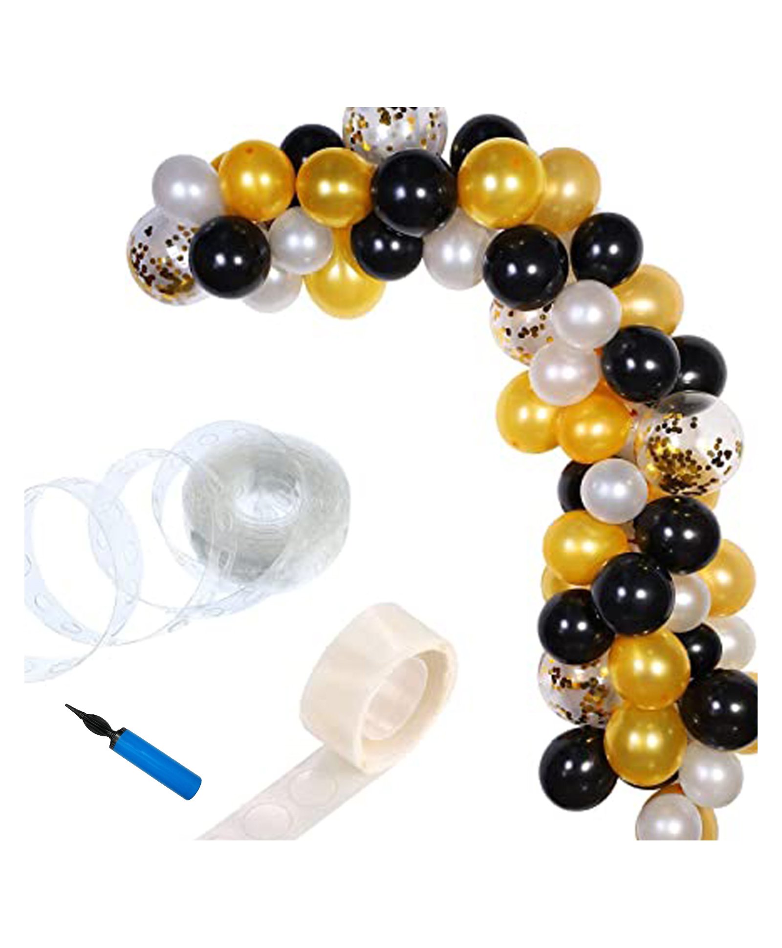 Shopperskart Balloon Arch with Chrome Confettie Metalic Balloons Combo Golden - Pack Of 88-picture-18