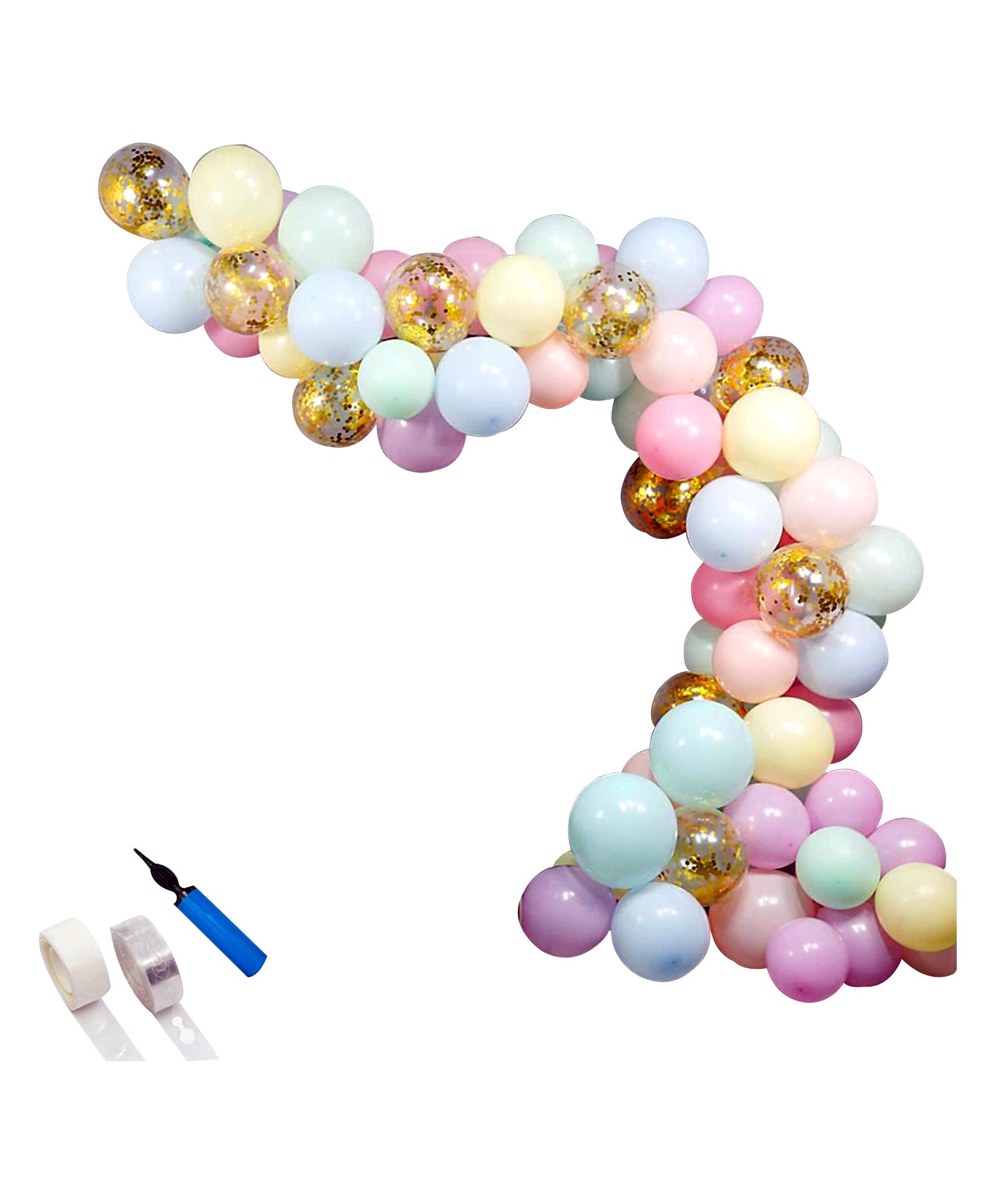 Shopperskart Balloon Arch with Chrome Confettie Metalic Balloons Combo Multicolor - Pack Of 88-picture-24