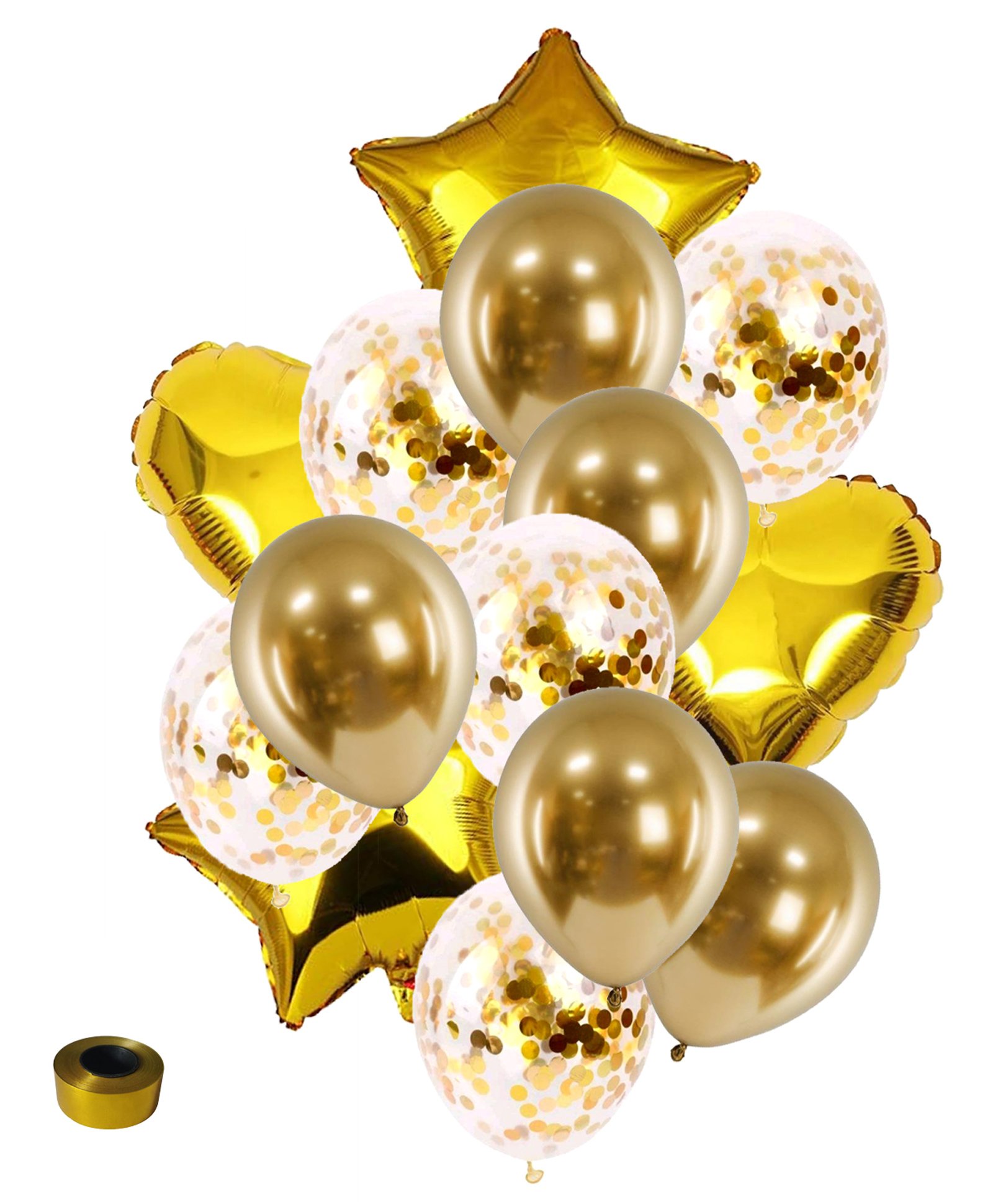 Shopperskart Chrome Confettie Star Shape Foil Balloon Combo Golden - Pack Of 20-picture-14