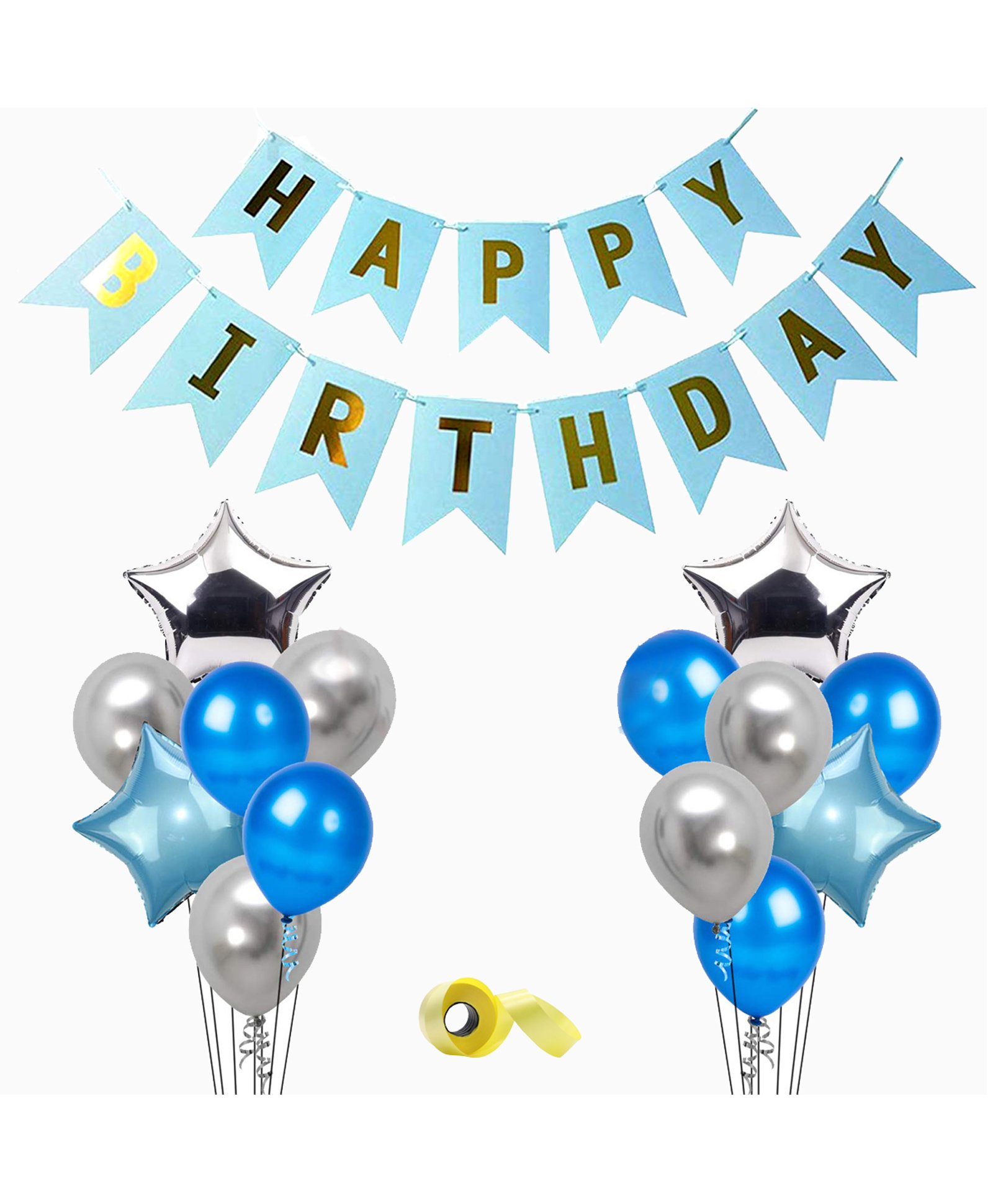 Shopperskart Happy Birthday Combo Decoration Blue Silver - Pack of 48-image-30