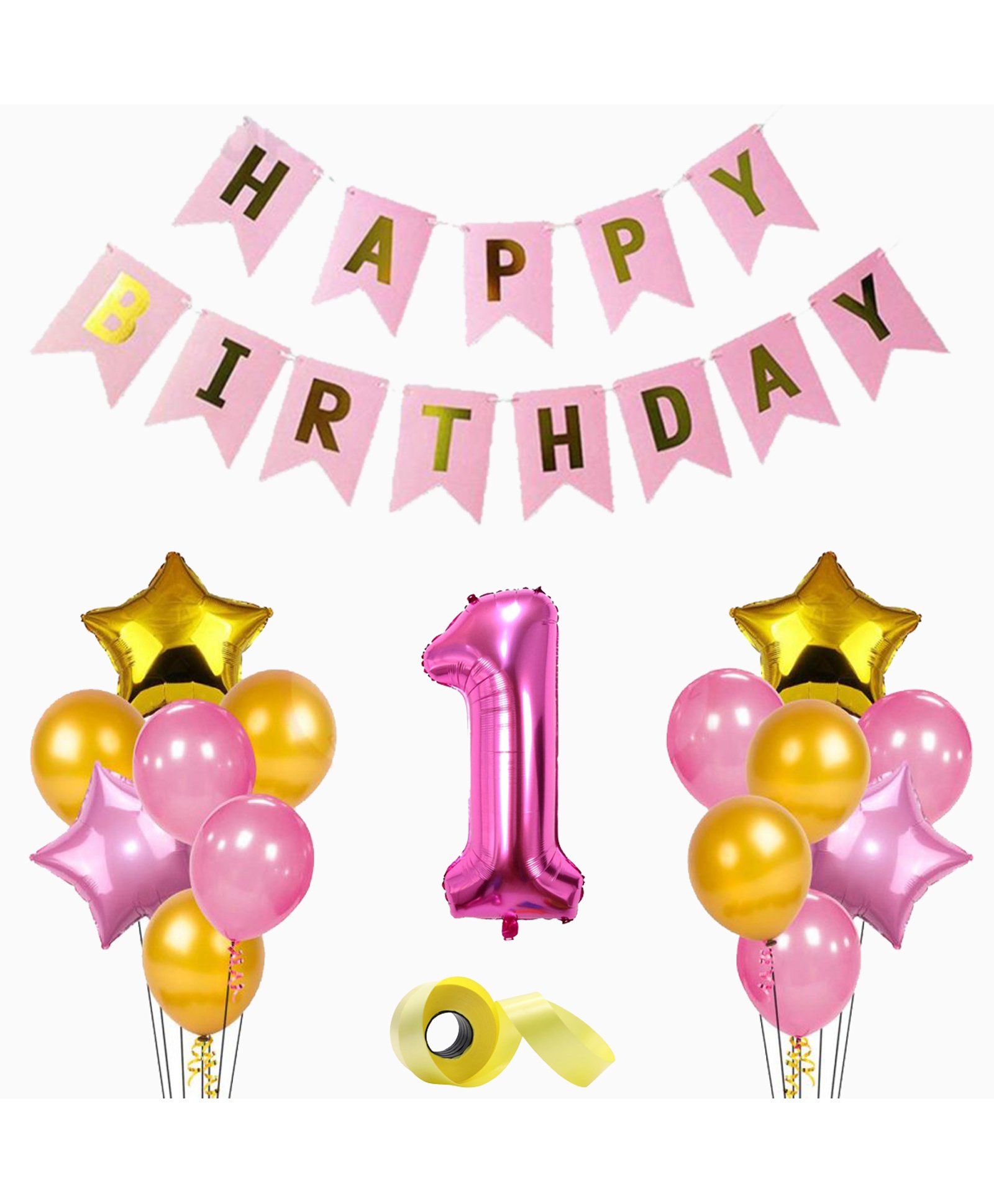 Shopperskart First Happy Birthday Decoration Combo Pink - Pack of 48-image-27