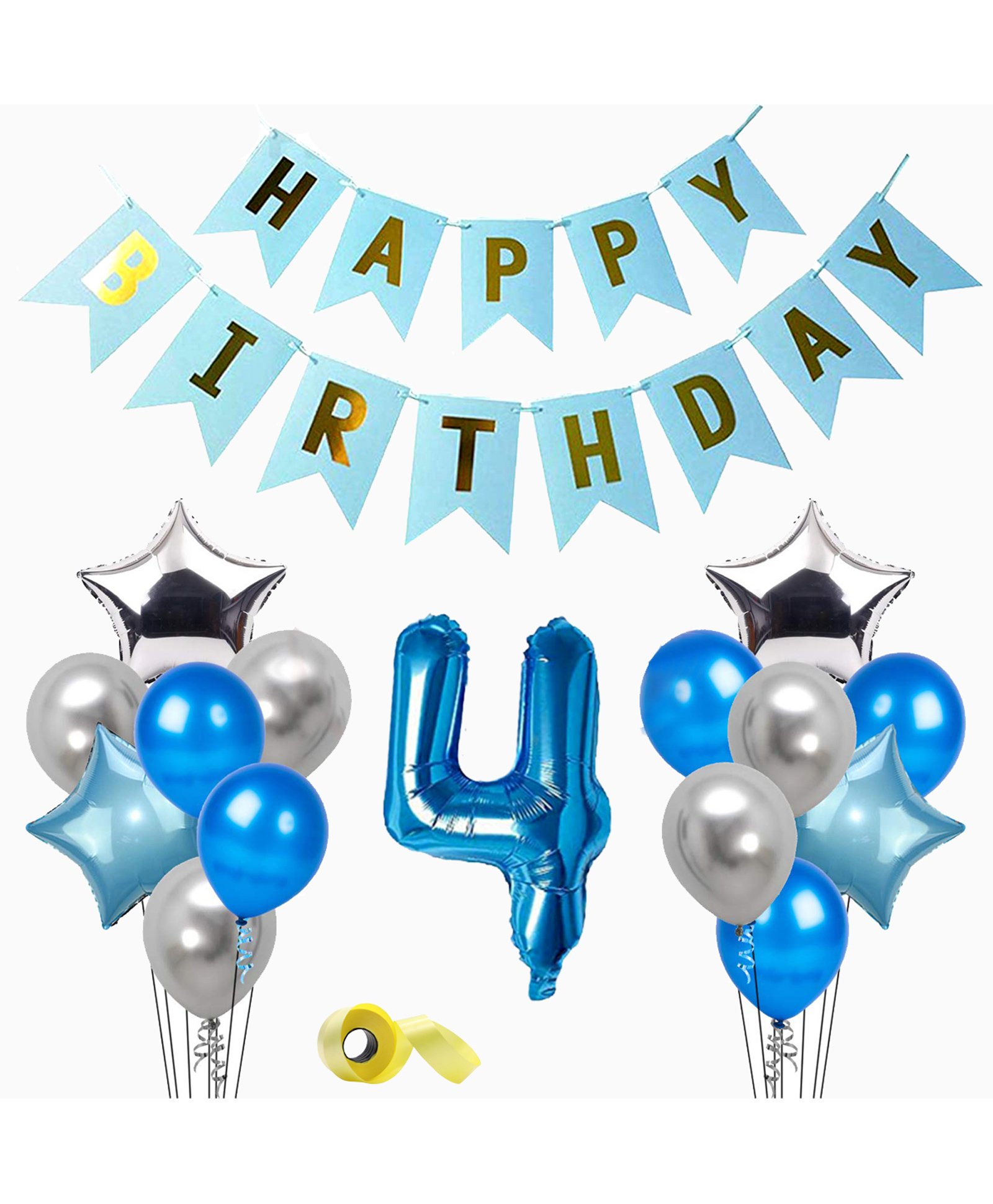 Shopperskart 4th Birthday Decoration Kit Blue - Pack of 49-image-40