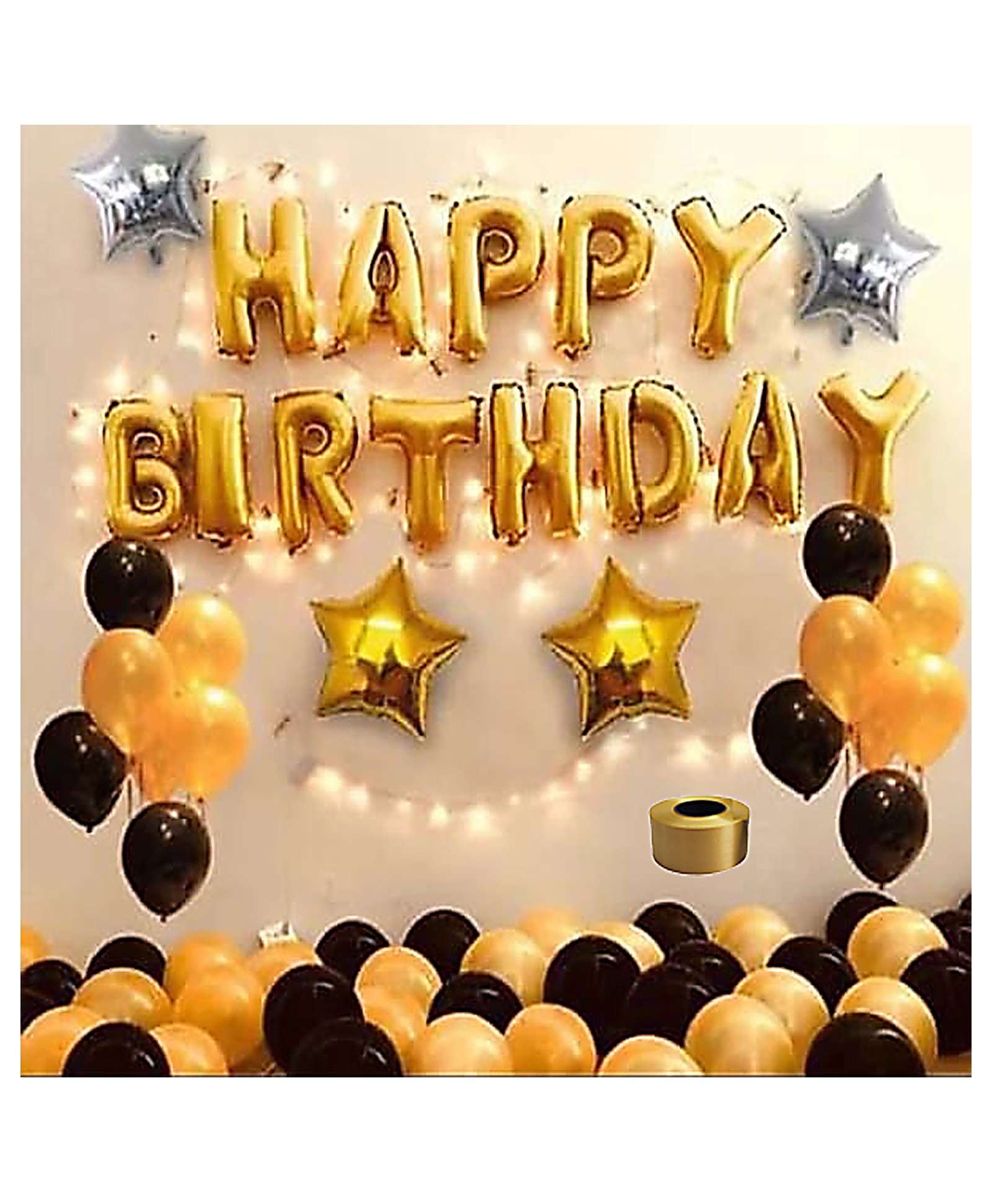 Shopperskart Happy Birthday Party Decoration Balloons Gold Black - Pack of 71-image-6