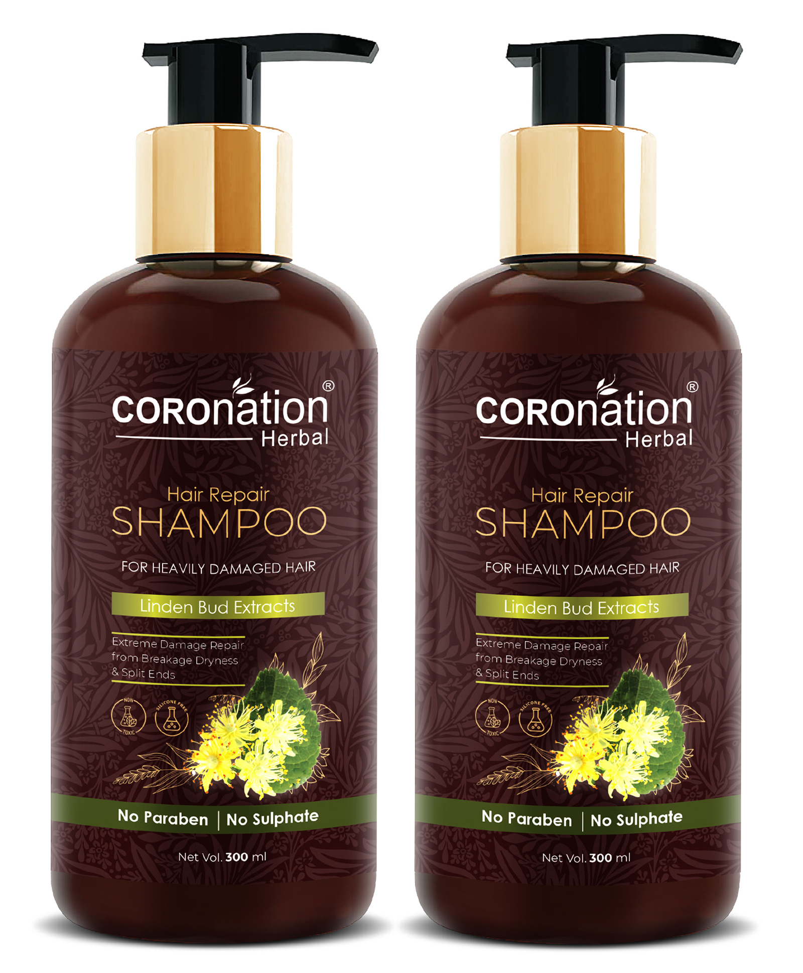 COROnation Herbal Hair Repair Shampoo with Linden Bud Extracts Pack of 2 -  300 ml each Online in India, Buy at Best Price from  - 10257957