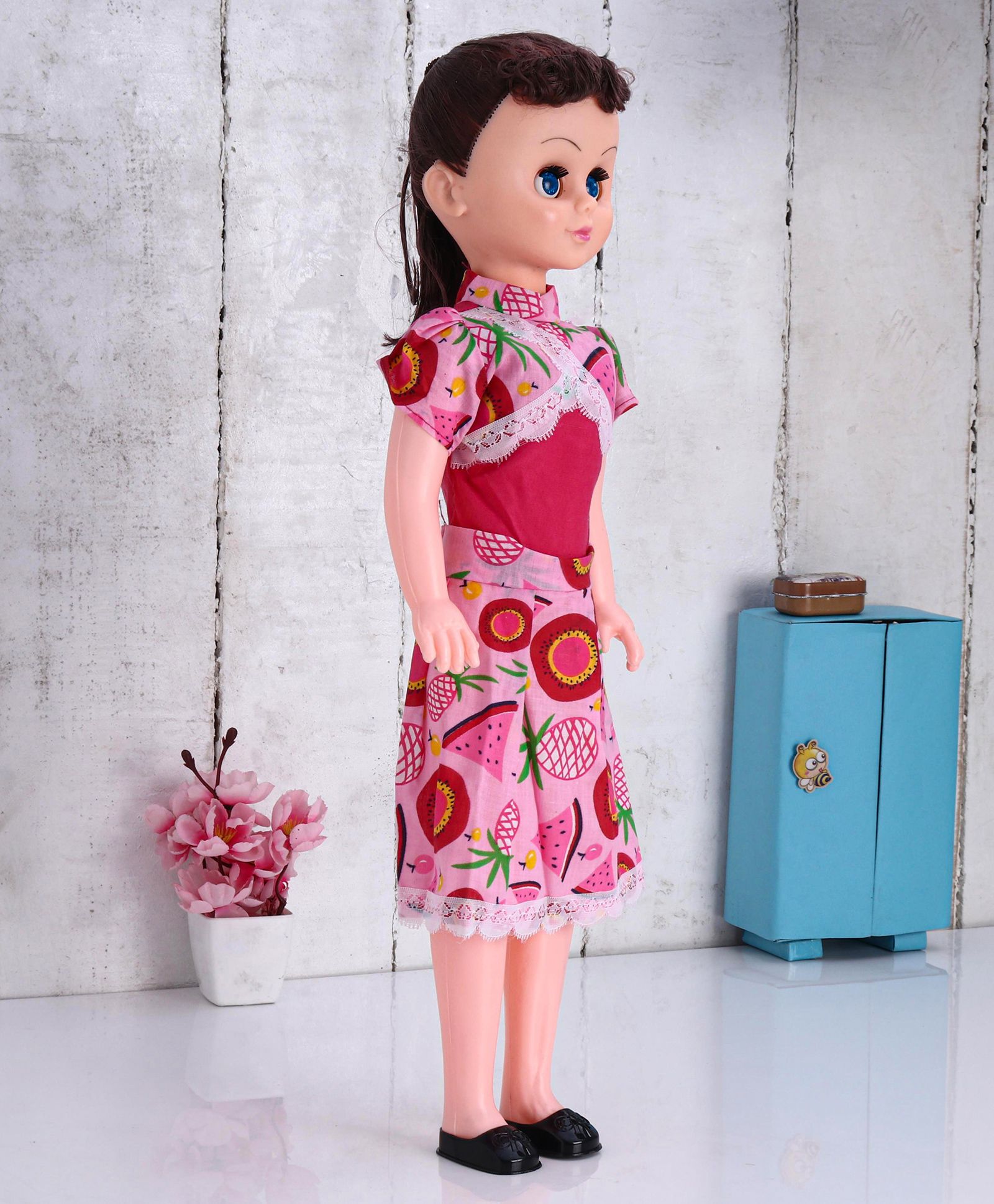 Poshampaa Fashion Doll Flower Print Dress (Hair Color May Vary) - Height 54 cm-image-32