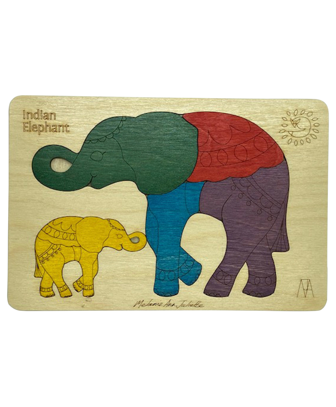 Ekoplay Indian Elephant Board Wooden Puzzle Multicolour - 5 Pieces-picture-19