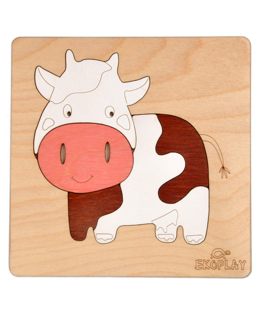 Ekoplay Happy Cow Wooden Board Puzzle Multicolour - 5 Pieces-image-38