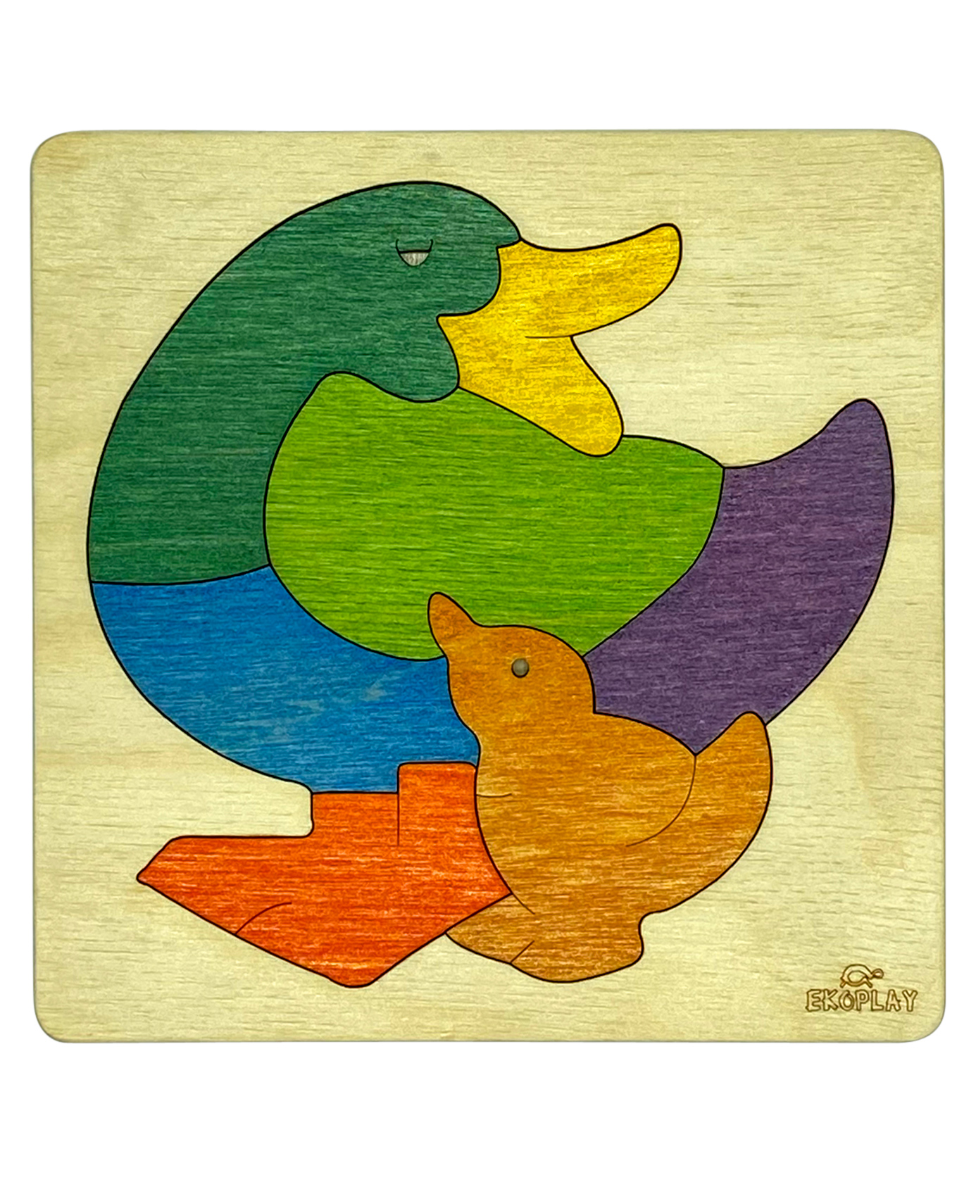 Ekoplay Quack Duck Cow Wooden Board Puzzle Multicolour - 7 Pieces-image-43