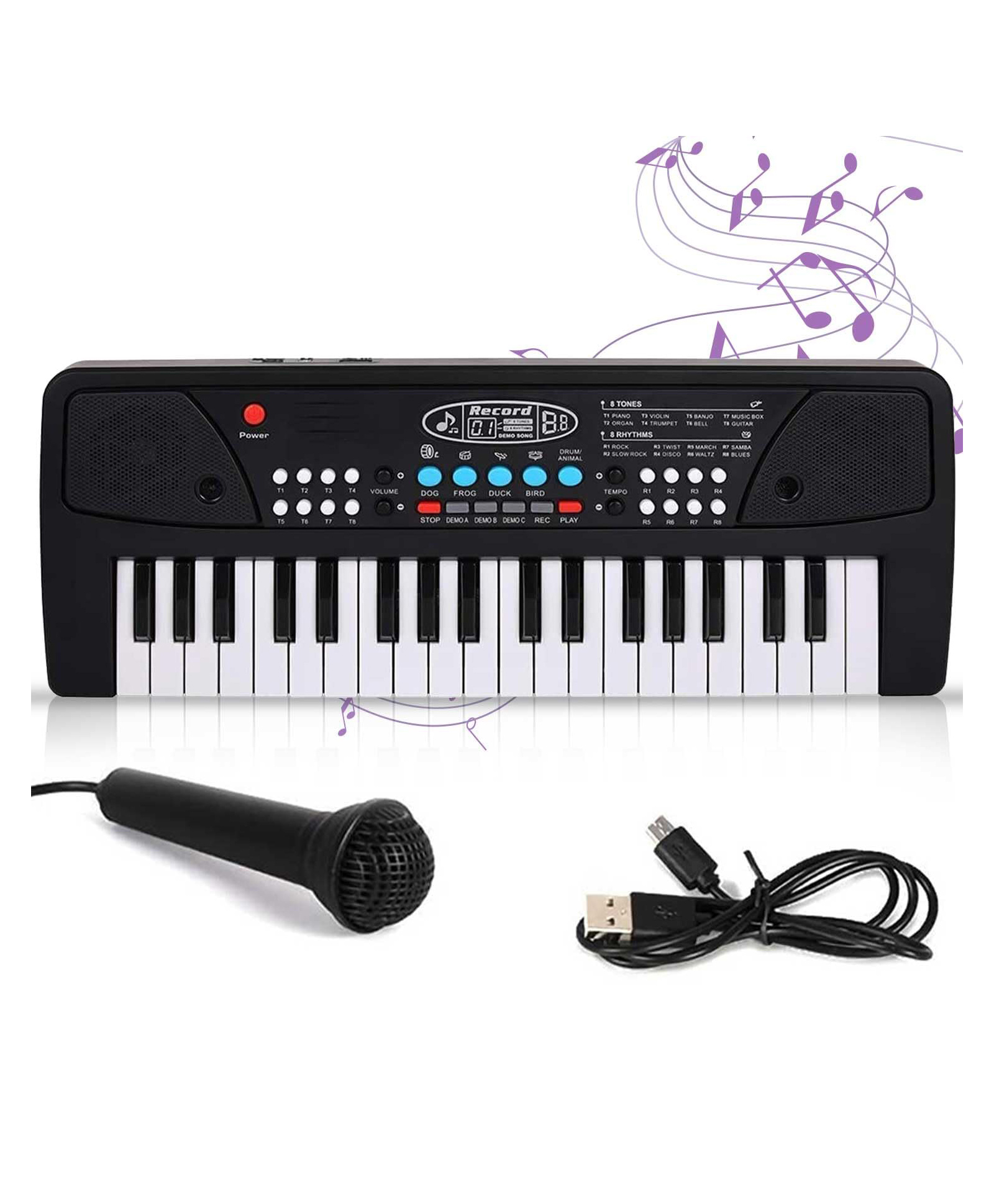 Music Intelligence Toys Electric Piano Keyboard Electric Piano Electric Digital Key Board Durable With Mini Microphone 37-Key for Kids 