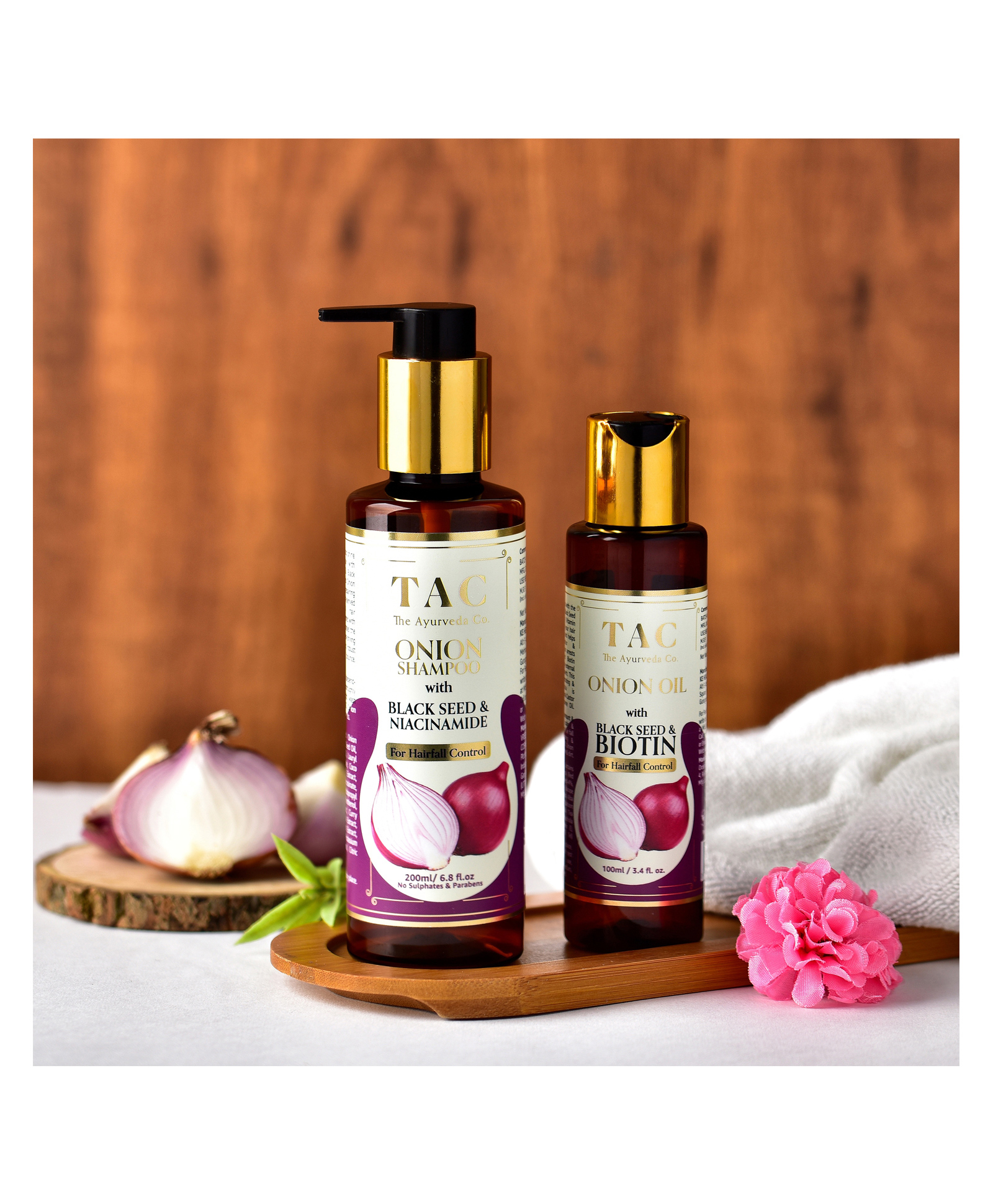 TAC - The Ayurveda Co. Combo of Onion Hair Oil & Shampoo - 100 & 200 ml  Online in India, Buy at Best Price from  - 10267196