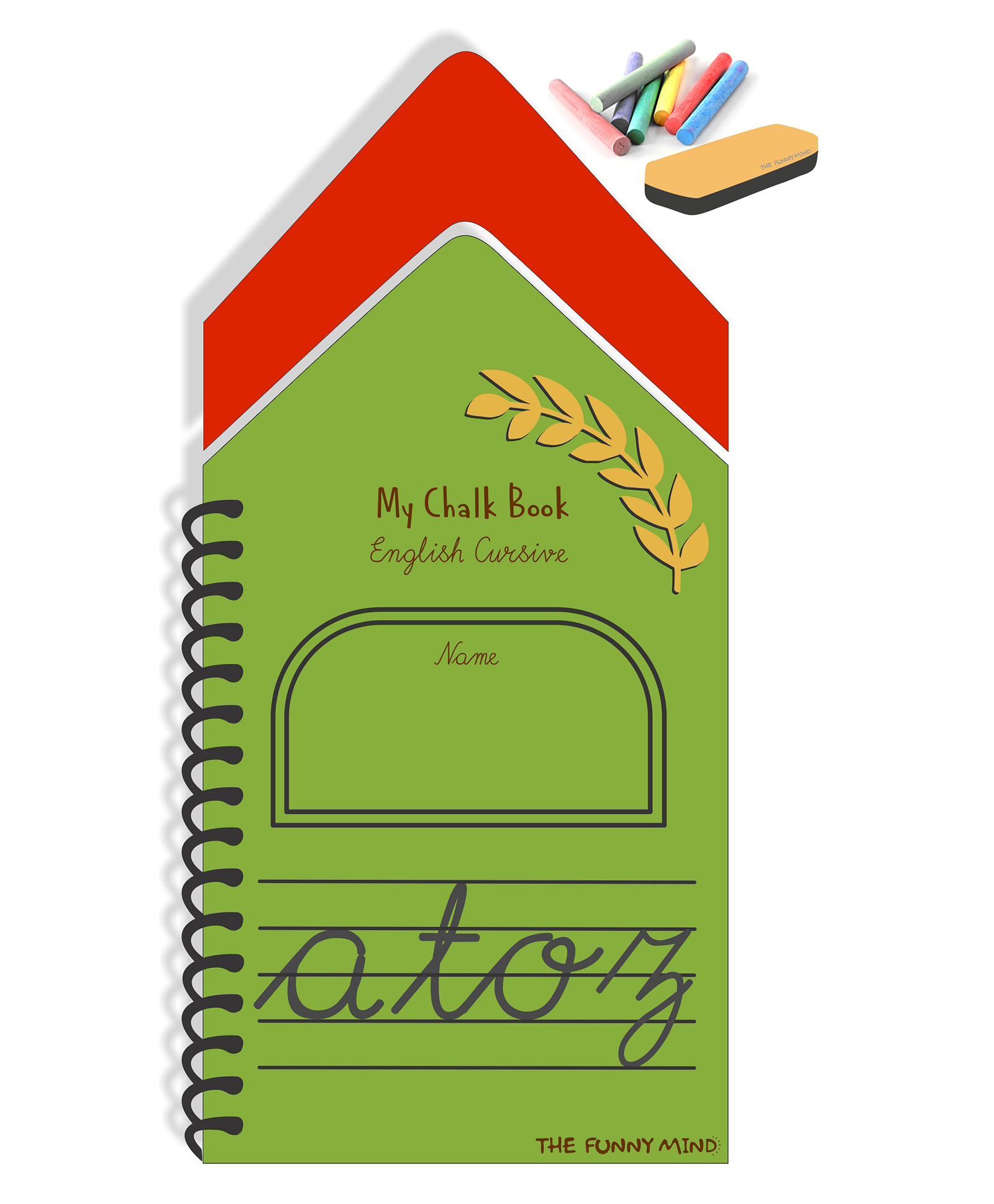 The Funny Mind Hut Shaped Wooden Reusable and Traced English Small Cursive Writing Practice Book For Kids & Pre Learner - English-image-15