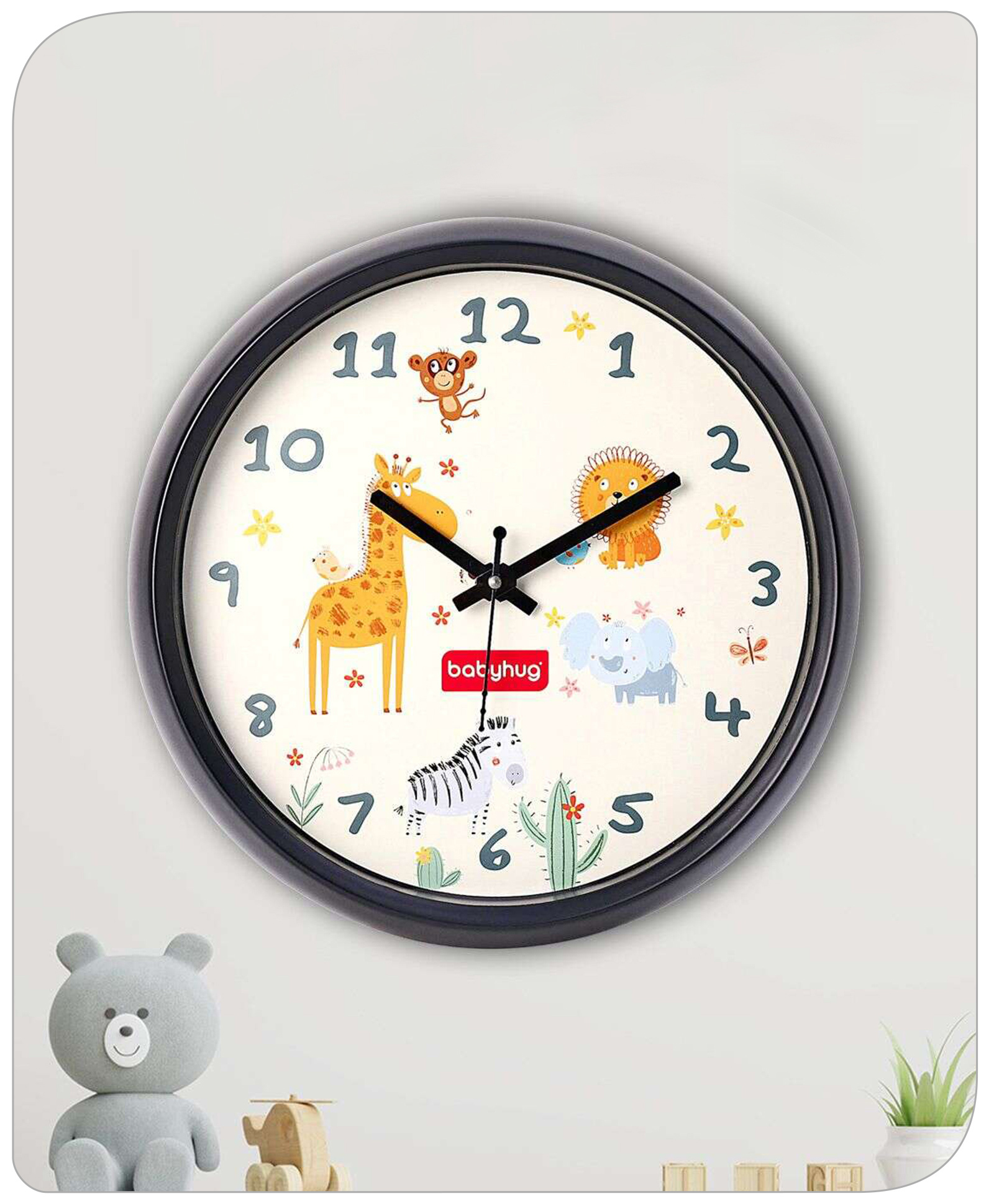Babyhug Jungle Safari Wall Clock - White