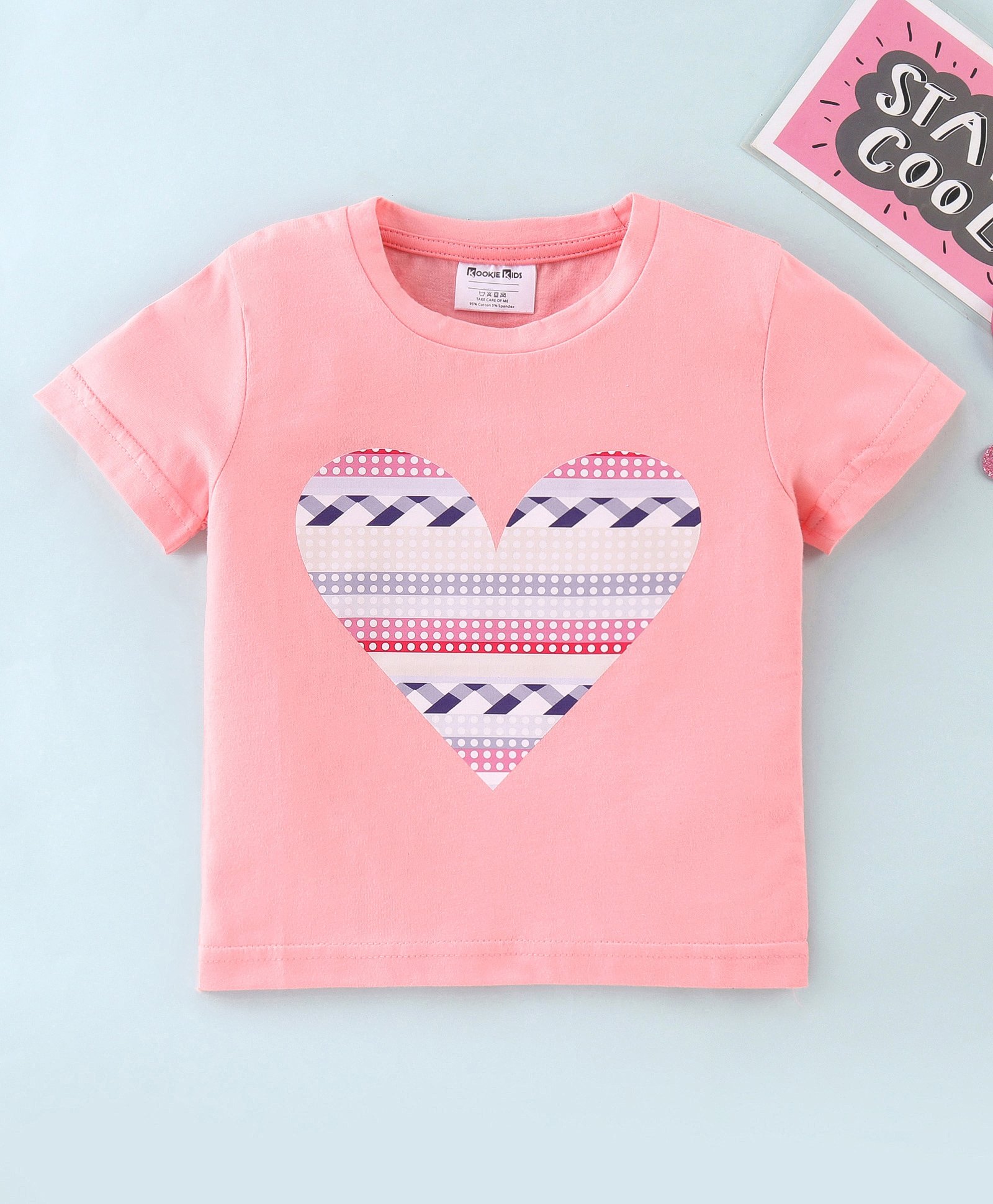 Kookie Kids Short Sleeves Tee Heart Print - Pink-picture-28