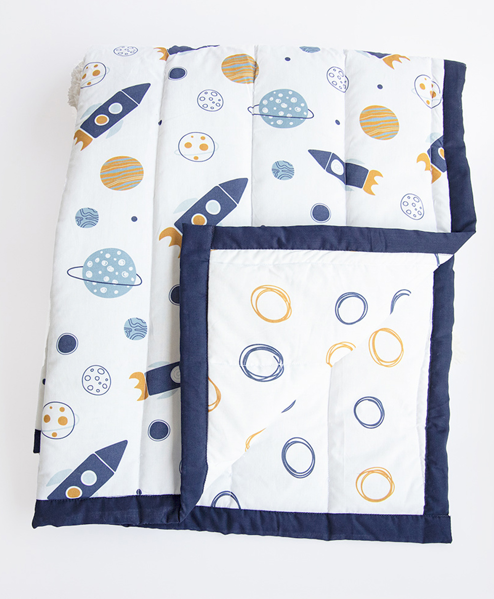Yellow Doodle Reversible Comfort Quilt - Blue-image-49