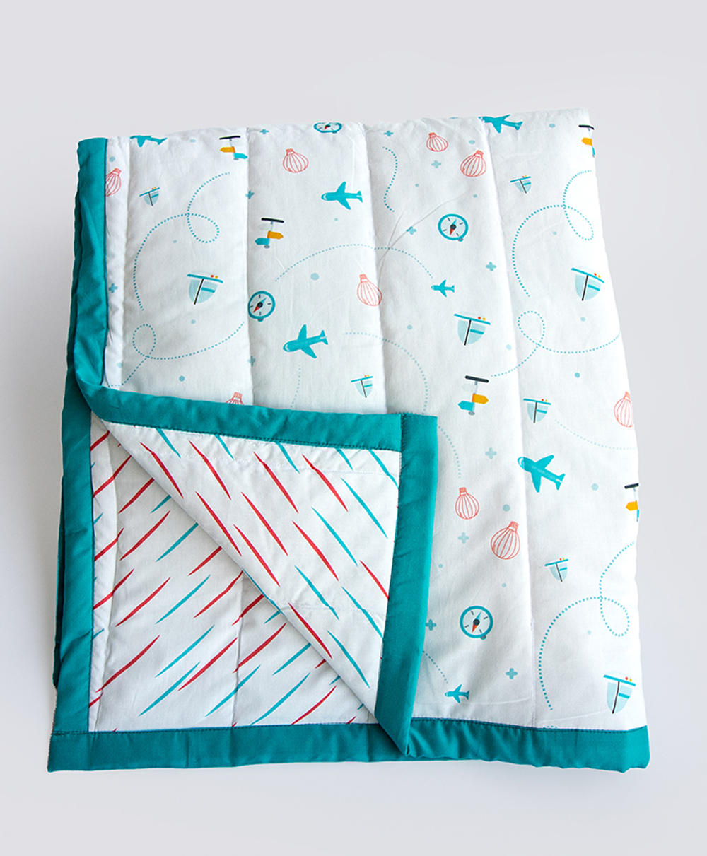 Yellow Doodle Reversible Comfort Quilt - Blue-picture-16