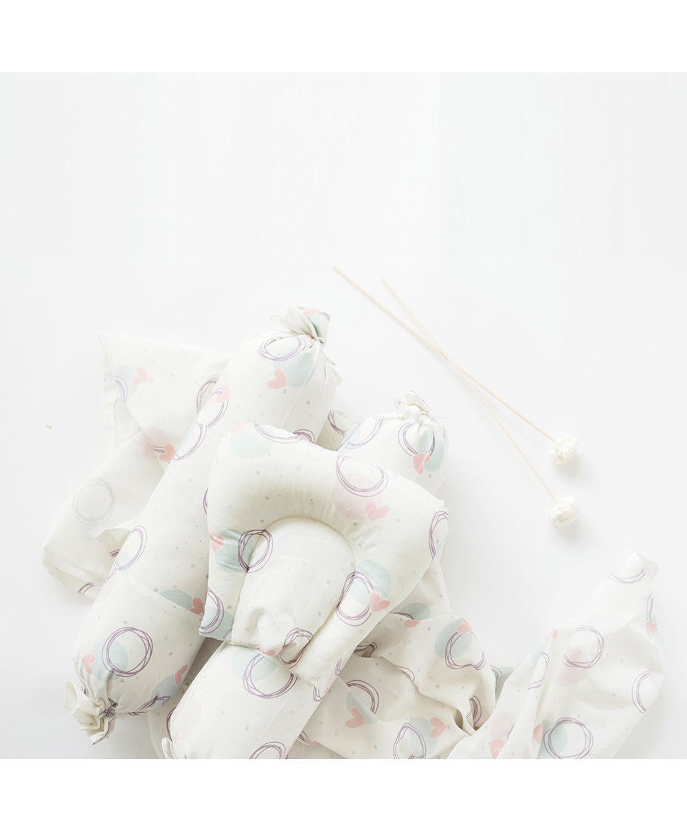 Yellow Doodle Circle Of Love Cot Bedsheet Set - Peach-picture-22