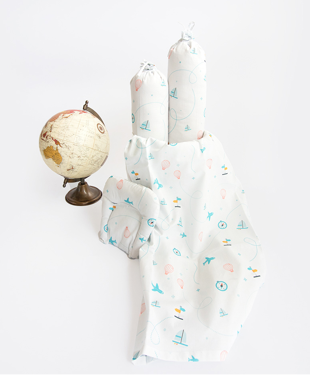 Yellow Doodle Lil Travellers Cot Bedding Set - Blue-picture-27